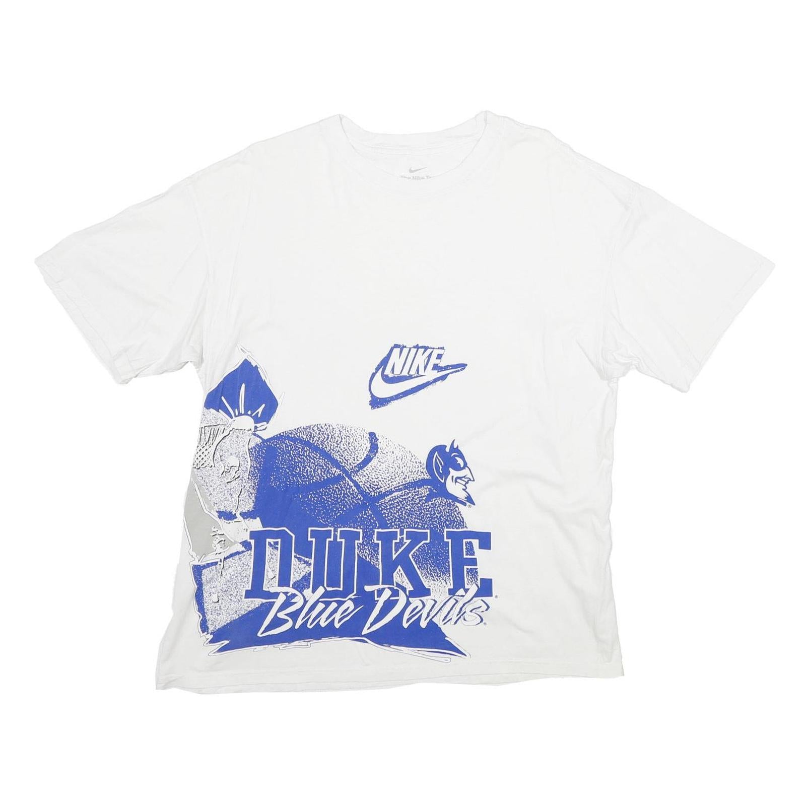 NIKE Mens White Duke Blue Devils Graphic T-Shirt L Short Sleeve Crew Neck Refurbished - N/A refurbished available on Cerqular