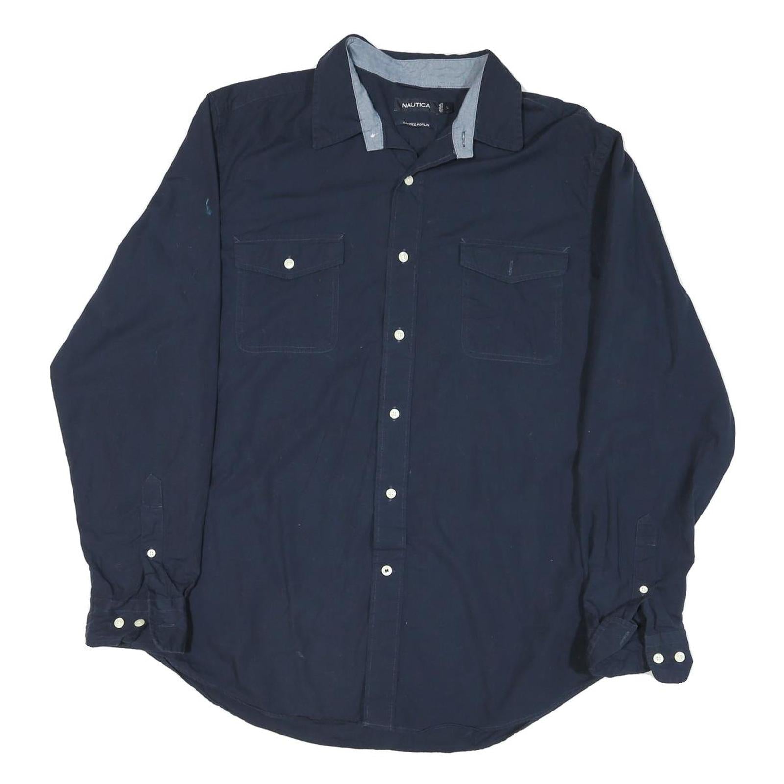 Buy NAUTICA Mens Navy Blue Shirt L Cotton Blend Long Sleeve Button Up Casual Refurbished - $24.69 NAUTICA Mens Navy Blue Shirt L Cotton Blend Long Sleeve Button Up Casual Refurbished - N/A refurbished available on Cerqular