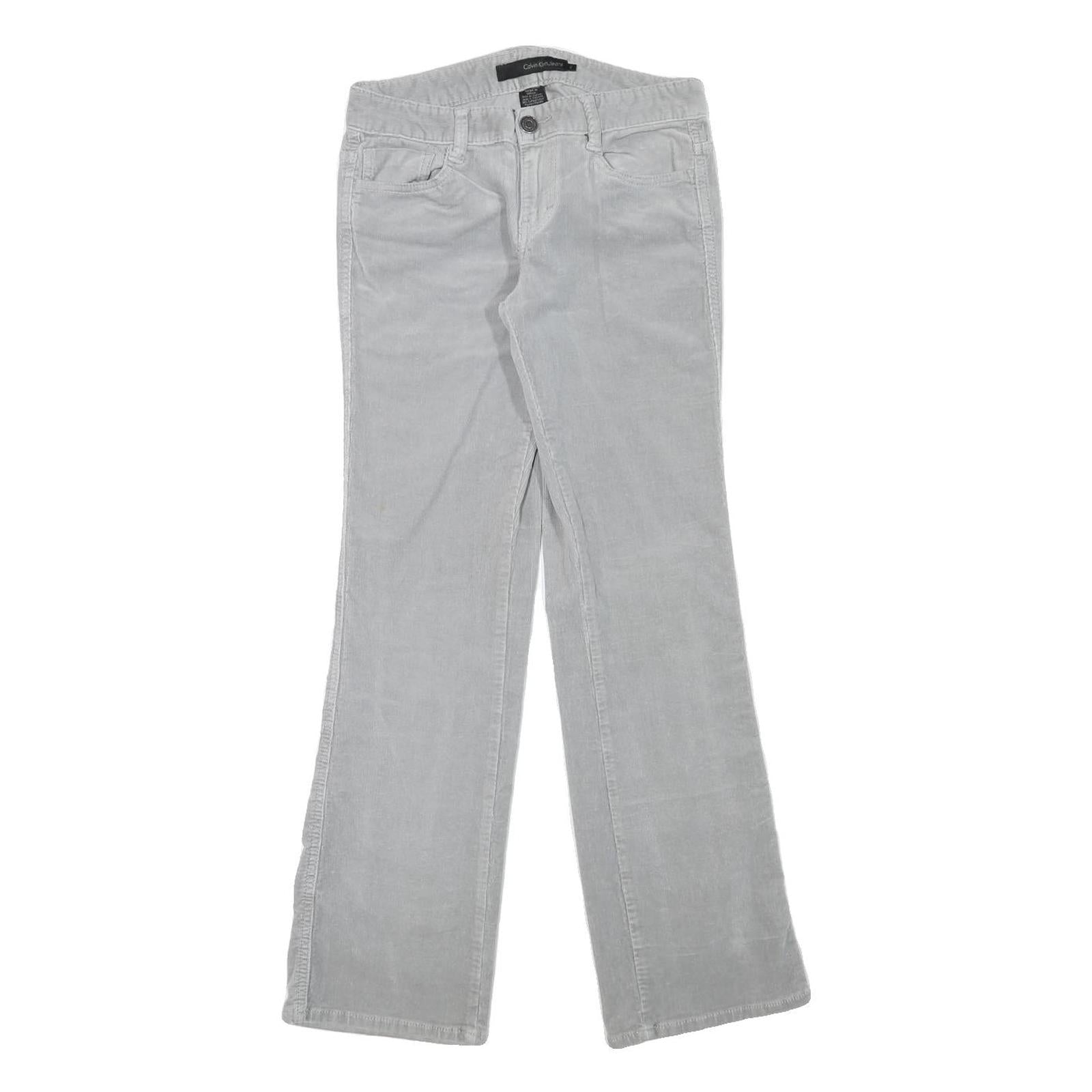 CALVIN KLEIN JEANS Womens Cotton Blend Grey Regular Straight Trousers W28 L30 Refurbished - N/A refurbished available on Cerqular