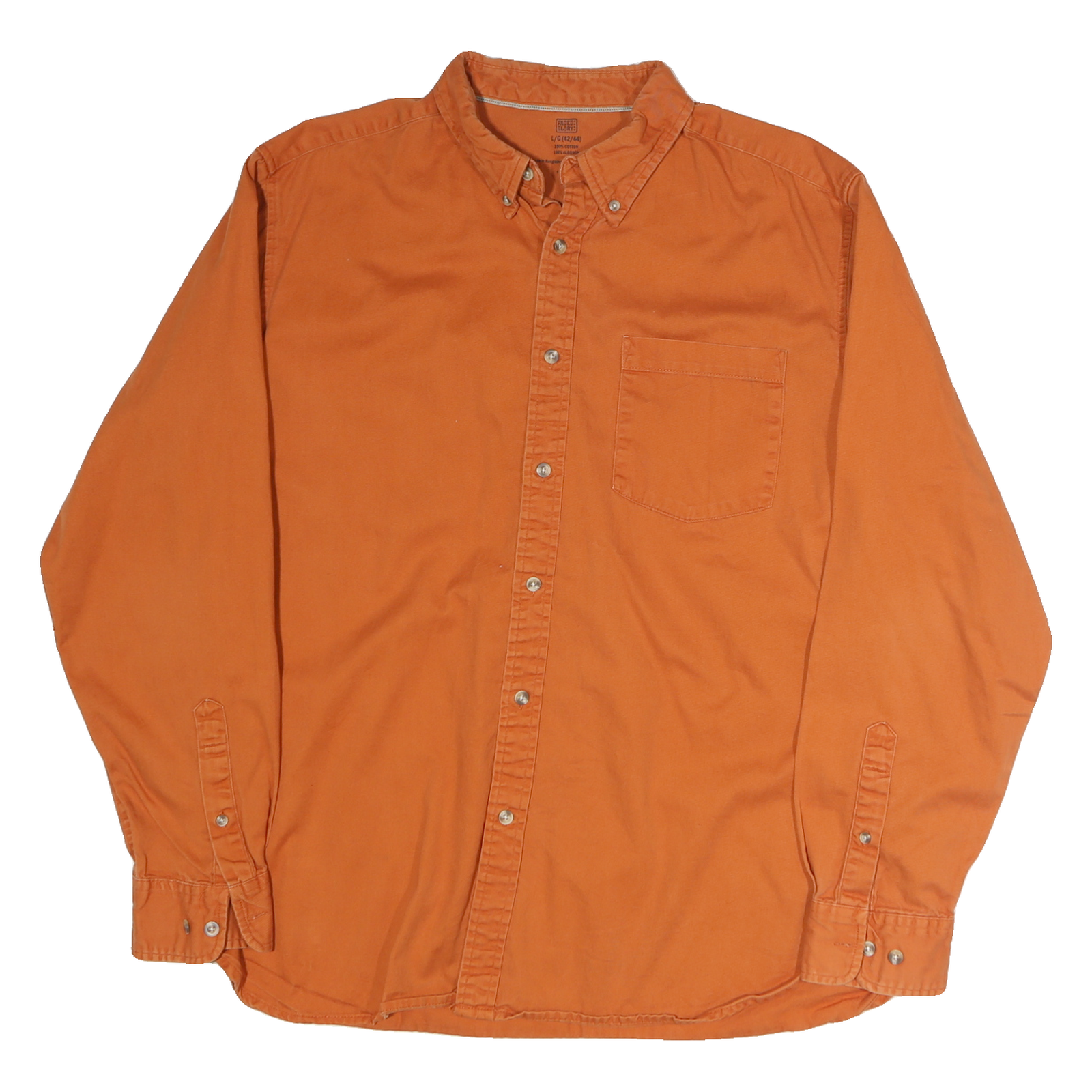 FADED GLORY Mens Orange Cotton Shirt L Button Down Casual Long Sleeve Refurbished - N/A refurbished available on Cerqular