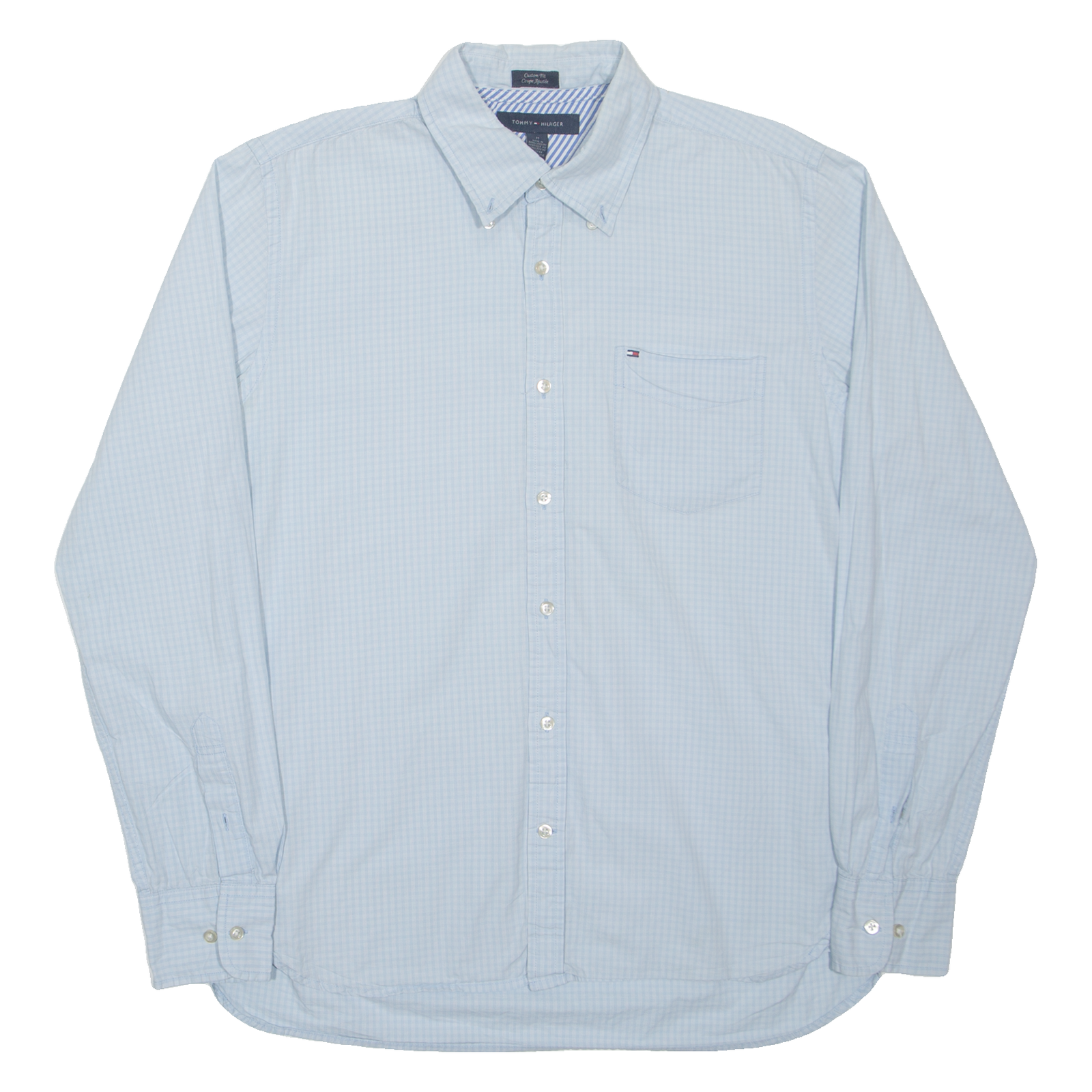 TOMMY HILFIGER Custom Fit Mens Shirt Blue Gingham Long Sleeve M Refurbished - N/A refurbished available on Cerqular