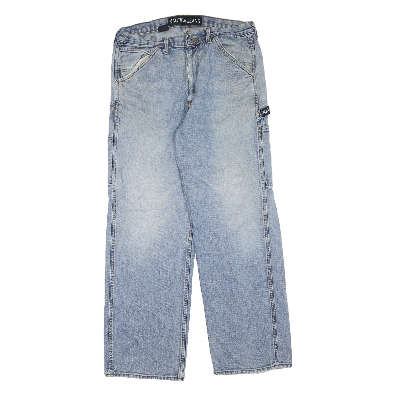 NAUTICA Mens Regular Fit Blue Denim Light Wash Jeans W34 L32 Zip Closure Relaxed Refurbished - N/A refurbished available on Cerqular
