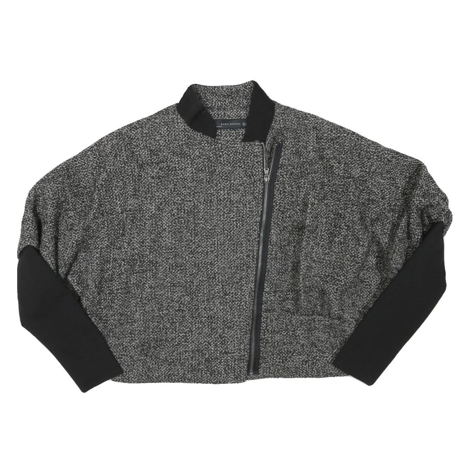 ZARA WOMAN Womens Grey & Black Wool Blend Zip Jacket M Knit Refurbished - N/A refurbished available on Cerqular