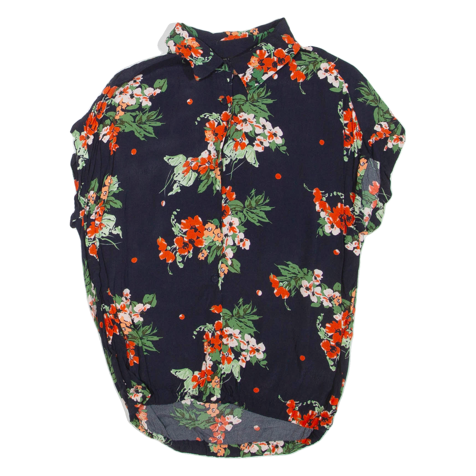ZARA Womens Printed Shirt Blue Collared Floral S Refurbished - N/A refurbished available on Cerqular