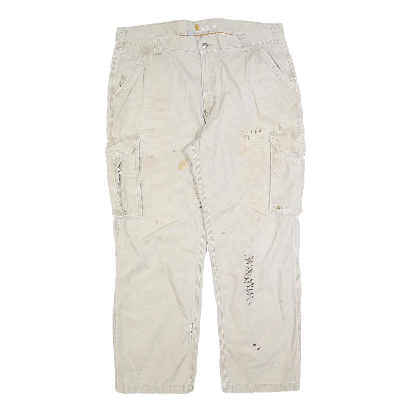 CARHARTT Mens Relaxed Fit Beige Cargo Denim Jeans W40 L32 Workwear Utility Refurbished - N/A refurbished available on Cerqular