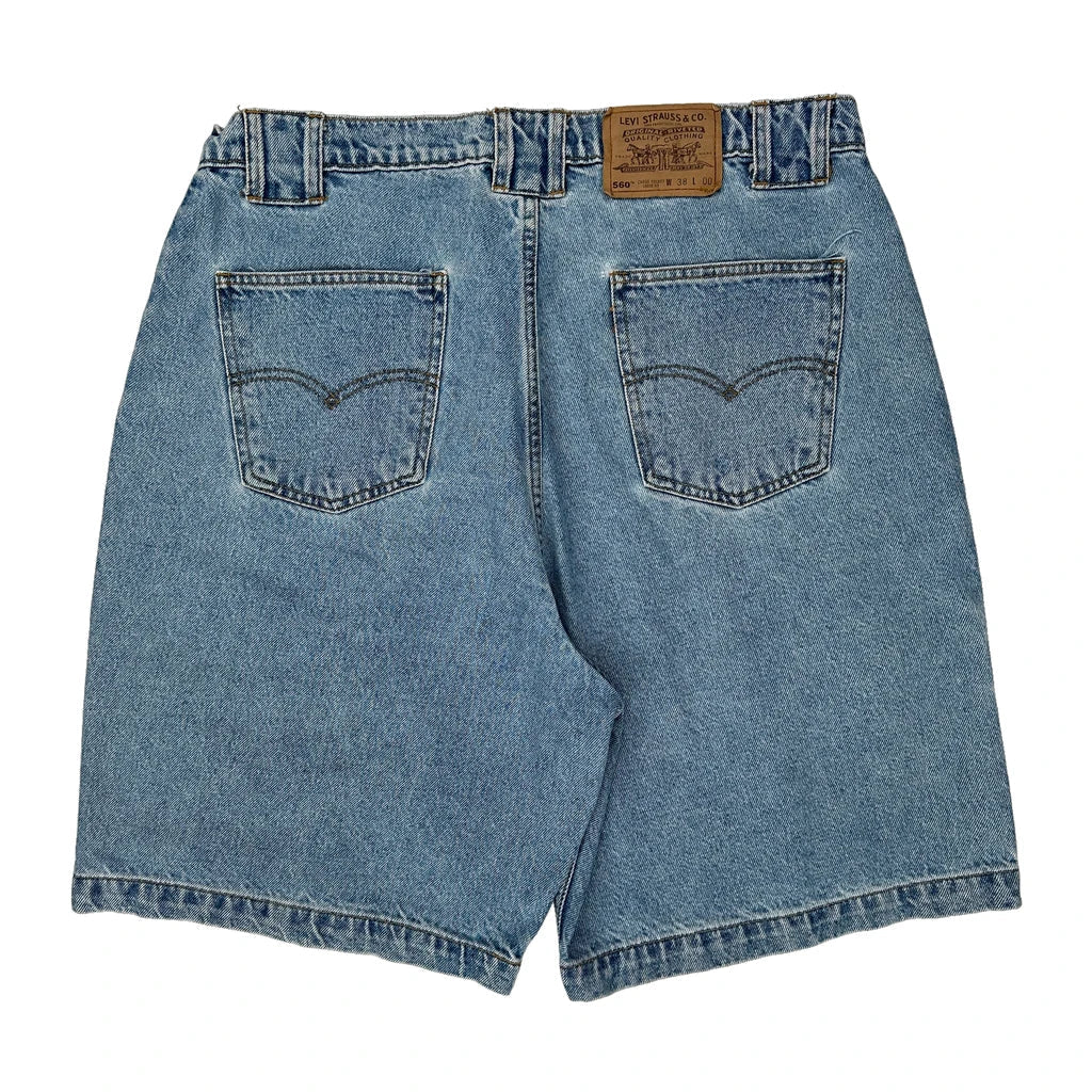 Levis Cargo Shorts - 34W 9L Blue Cotton Refurbished - Thrifted (note: this is a term often used to describe second- refurbished available on Cerqular