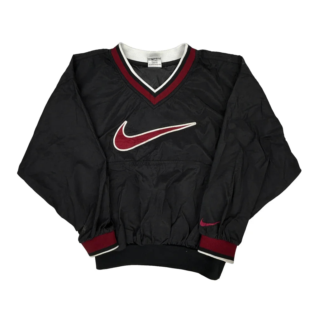 Age 10-12 Nike Windbreaker - Medium Black Polyester Refurbished - Thrifted (note: this is a term often used to describe second- refurbished available on Cerqular