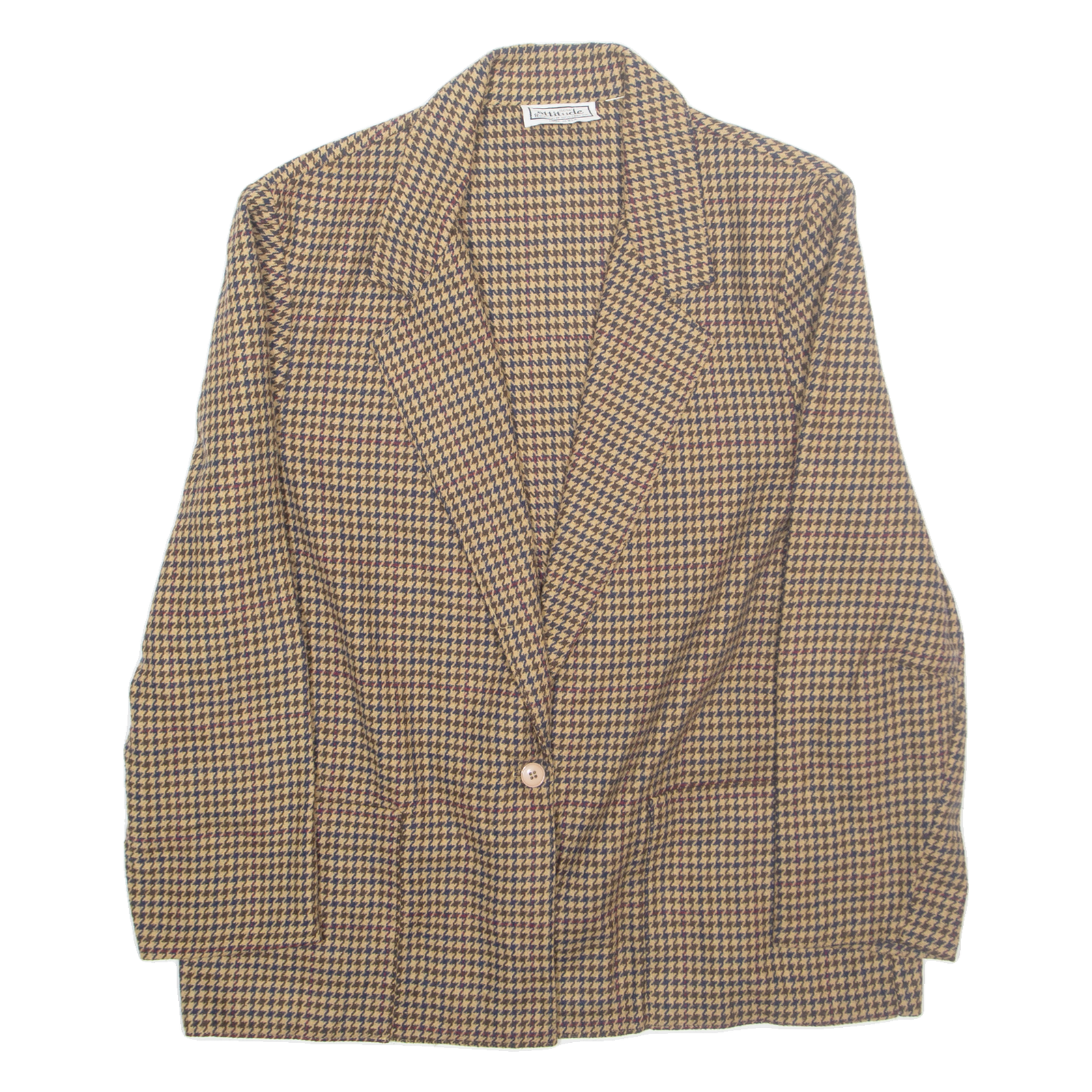 ATTITUDE Womens Blazer Jacket Brown Wool Houndstooth M Refurbished - N/A refurbished available on Cerqular