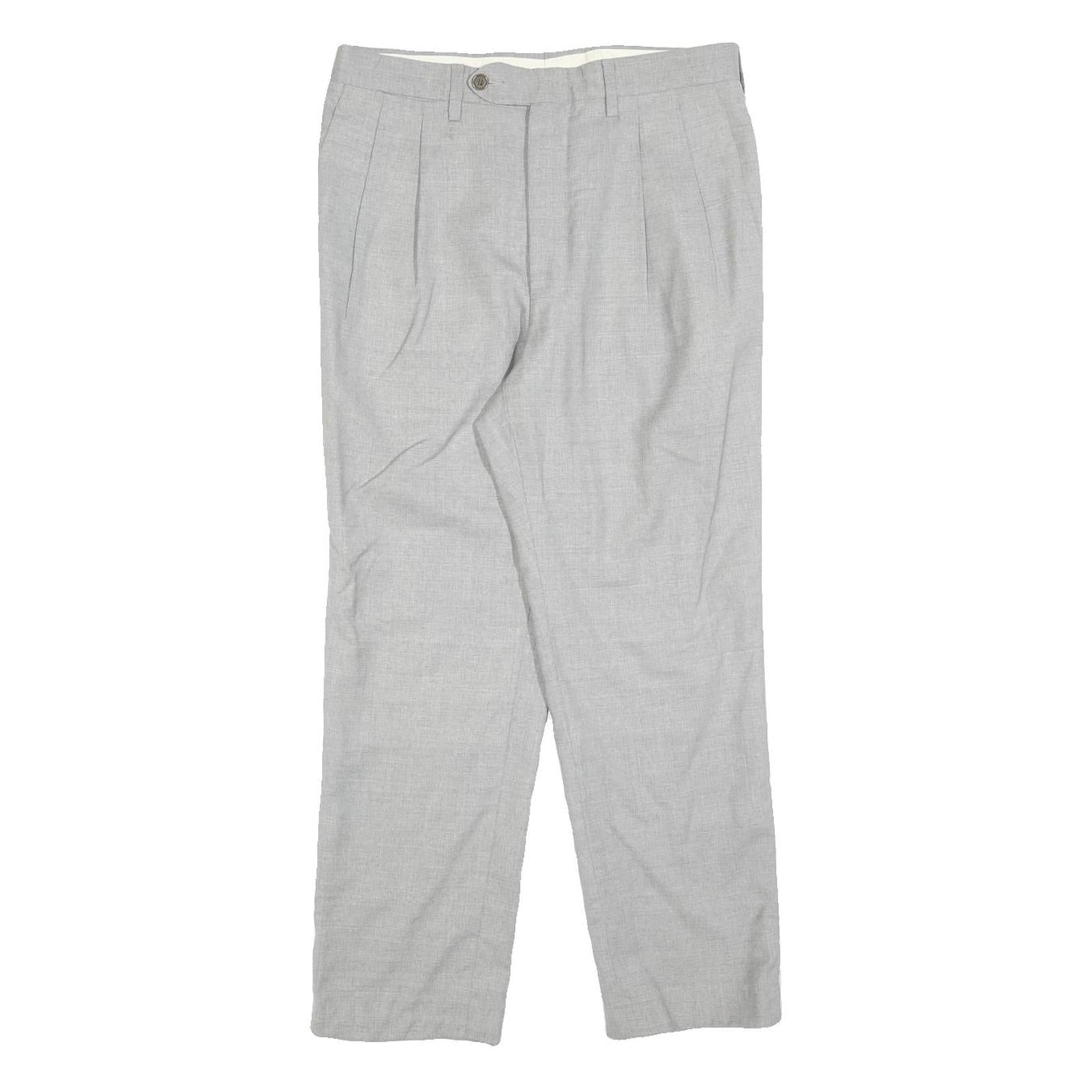 Womens Grey Wool Regular Fit Straight Trousers W30 L26 Classic Zip Closure Refurbished - N/A refurbished available on Cerqular