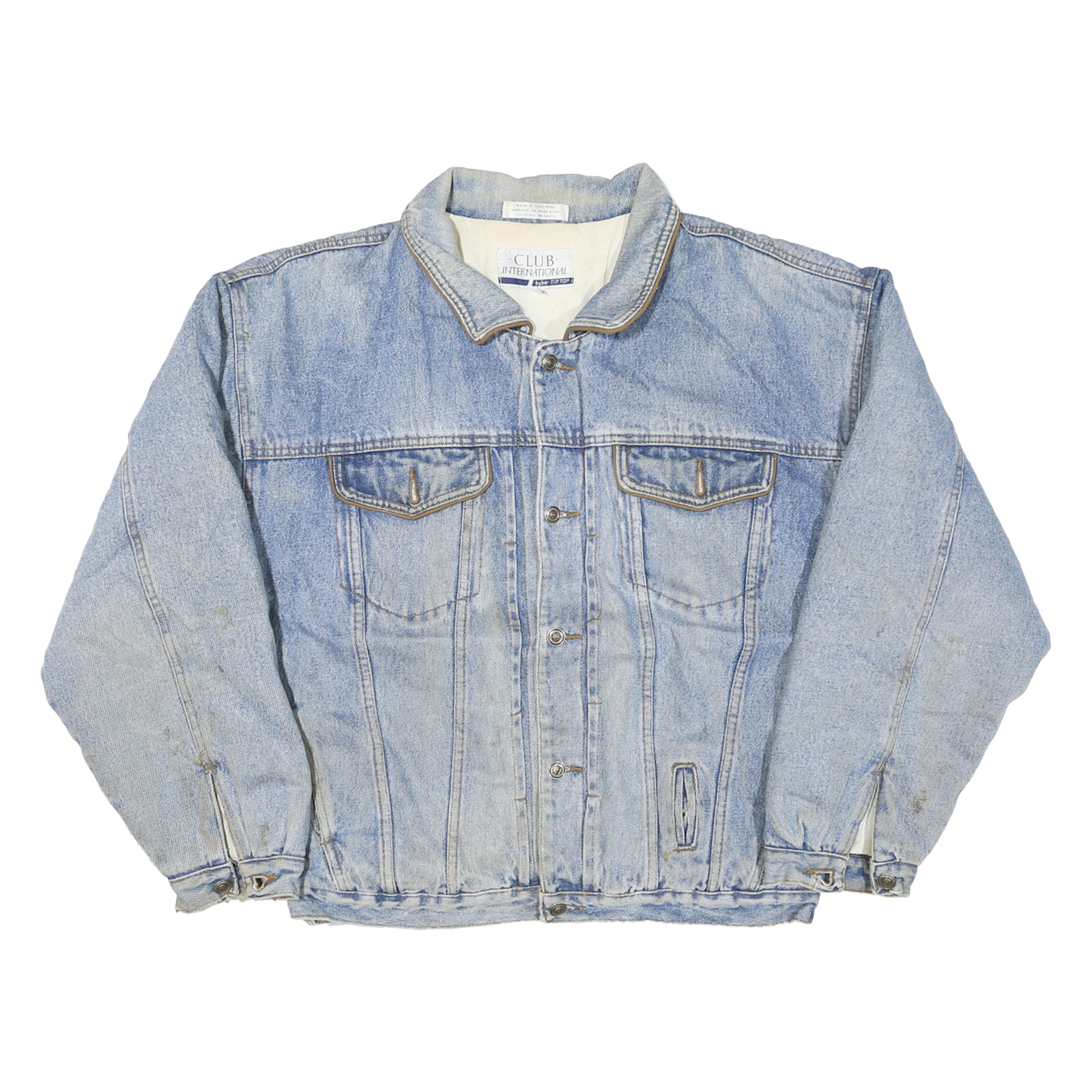 CLUB INTERNATIONAL Mens Blue Denim Jacket M Cotton Blend Button Casual Classic Refurbished - N/A refurbished available on Cerqular