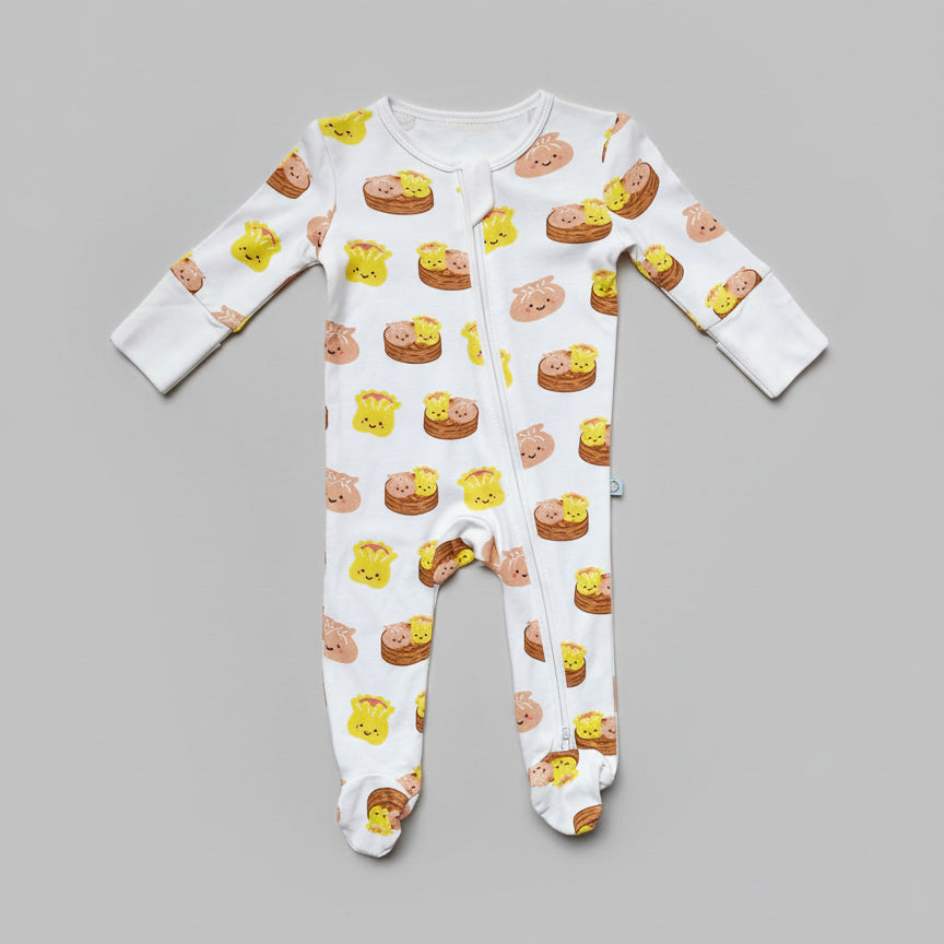 Bamboo Convertible Zip Romper - Dim Sum | Size: 3 - 6M Refurbished - The Wee Bean refurbished available on Cerqular