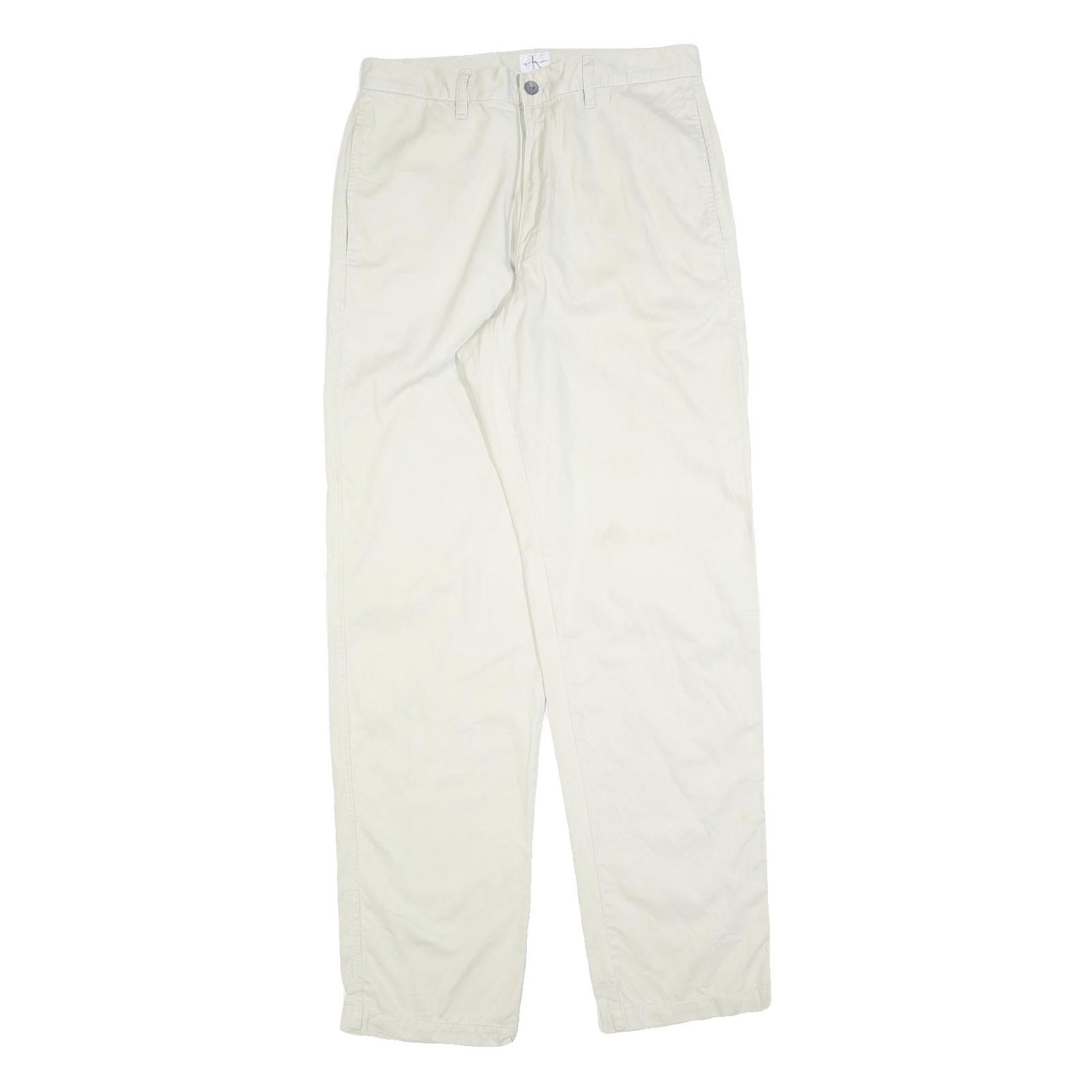 CALVIN KLEIN JEANS Mens Cotton Blend Cream Regular Straight Trousers W32 L34 Refurbished - N/A refurbished available on Cerqular