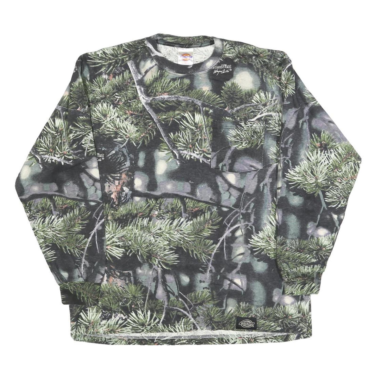 DICKIES Mens Green Camouflage Long Sleeve Crew Neck Cotton Blend T-Shirt L Refurbished - N/A refurbished available on Cerqular