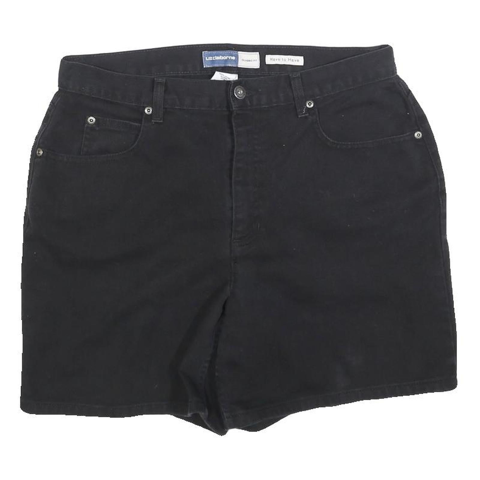 LIZ CLAIBORNE Womens Black Cotton Blend Casual Shorts Size M W32 Stylish Refurbished - N/A refurbished available on Cerqular
