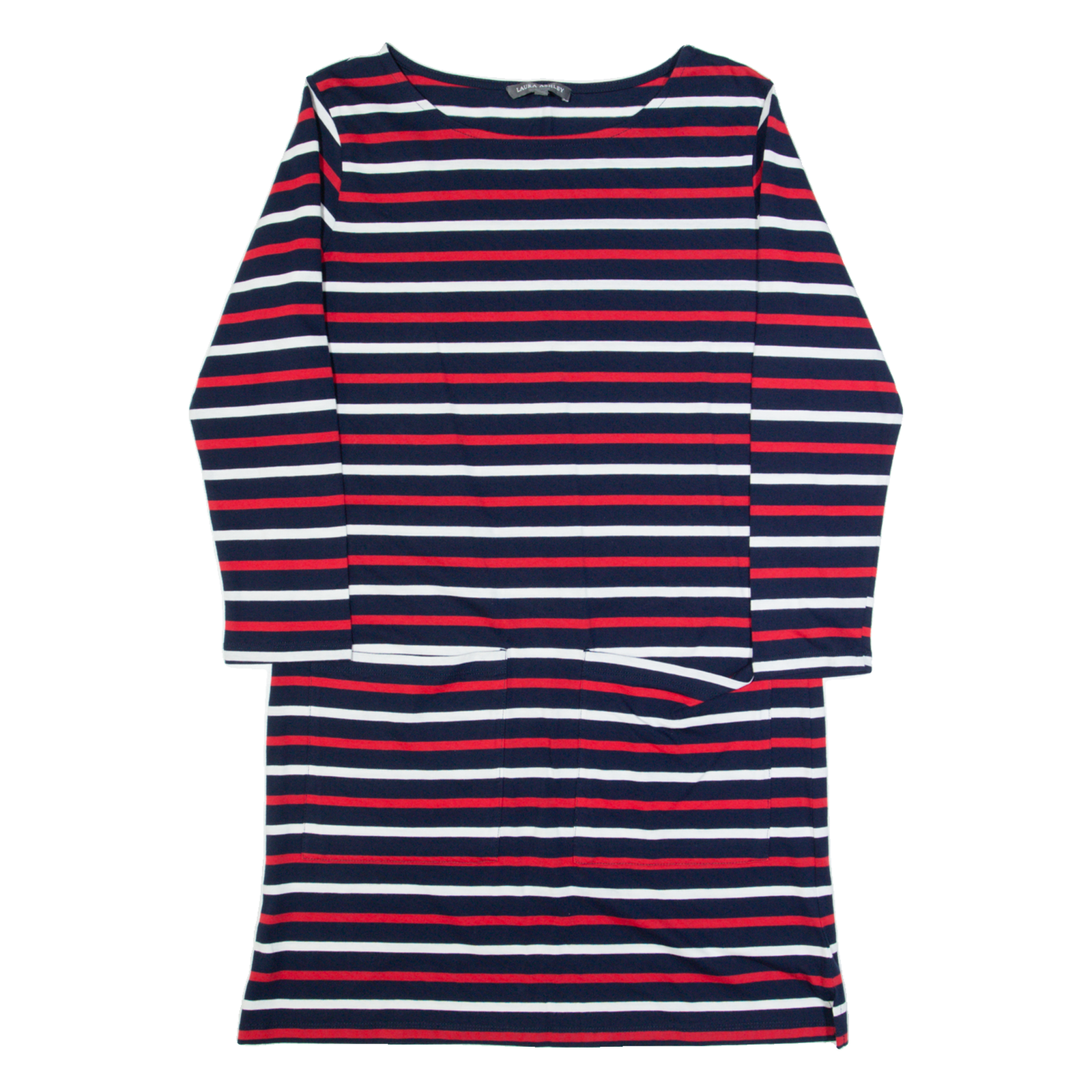 LAURA ASHLEY Womens T-Shirt Dress Blue Striped Long Sleeve Knee Length UK 10 Refurbished - N/A refurbished available on Cerqular