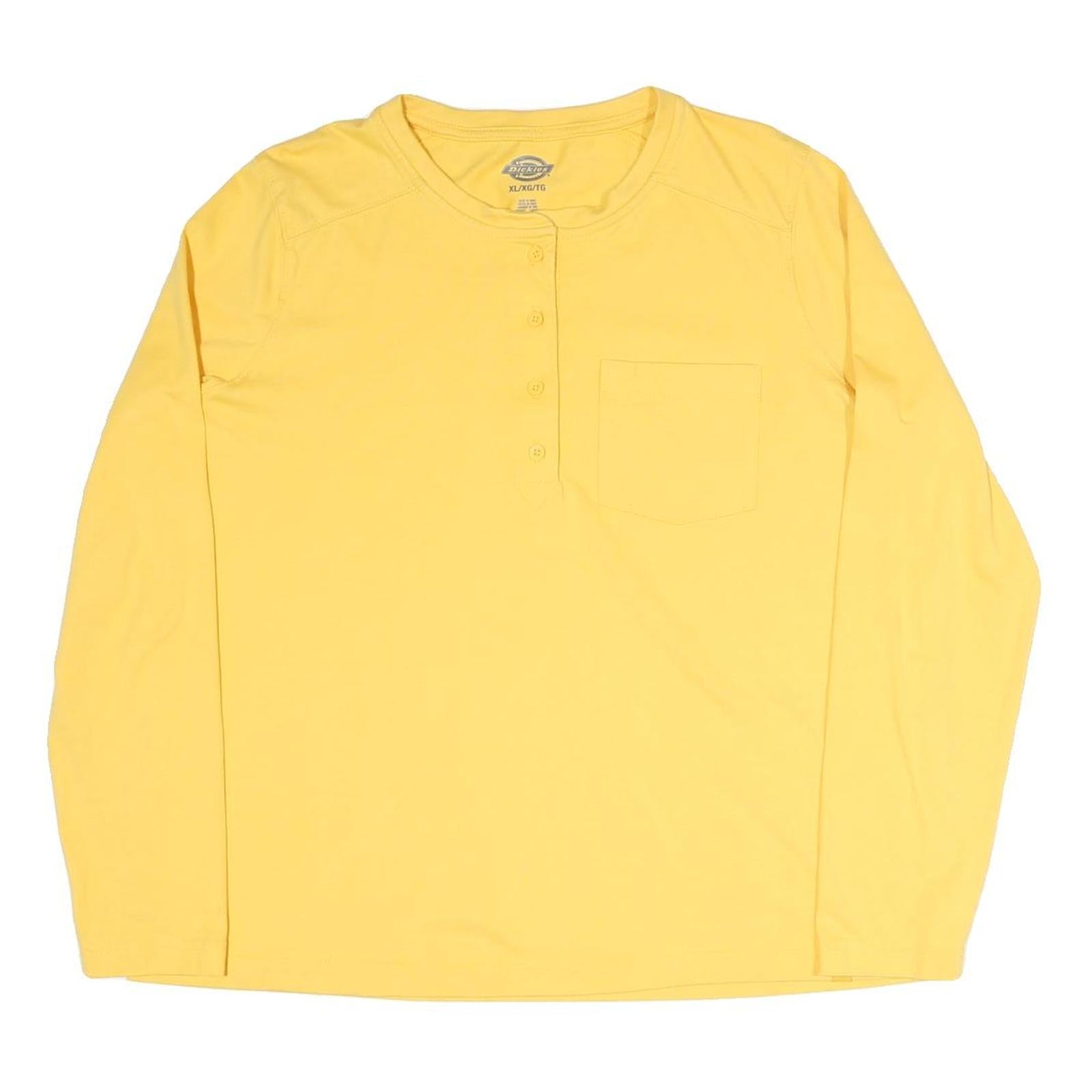 DICKIES Womens Yellow Long Sleeve T-Shirt XL Button Neck Cotton Blend Casual Refurbished - N/A refurbished available on Cerqular