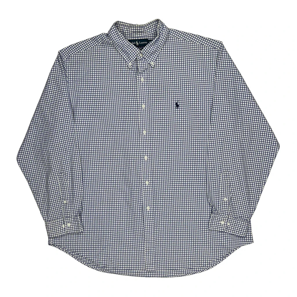 Ralph Lauren Checked Shirt - 2XL Blue Cotton Refurbished - Thrifted (note: this is a term often used to describe second- refurbished available on Cerqular