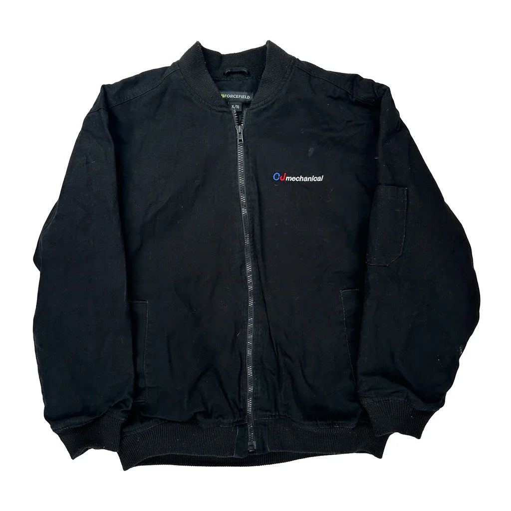 Forcefield Bomber Jacket - XL Black Polyester Refurbished - Thrifted (note: this is a term often used to describe second- refurbished available on Cerqular