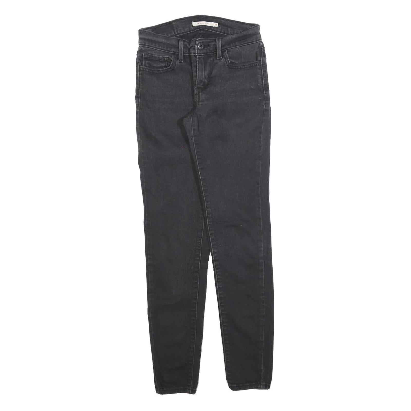LEVI'S 710 Womens Jeans Black Slim Skinny Denim W24 L30 Stretch Cotton Blend Refurbished - N/A refurbished available on Cerqular