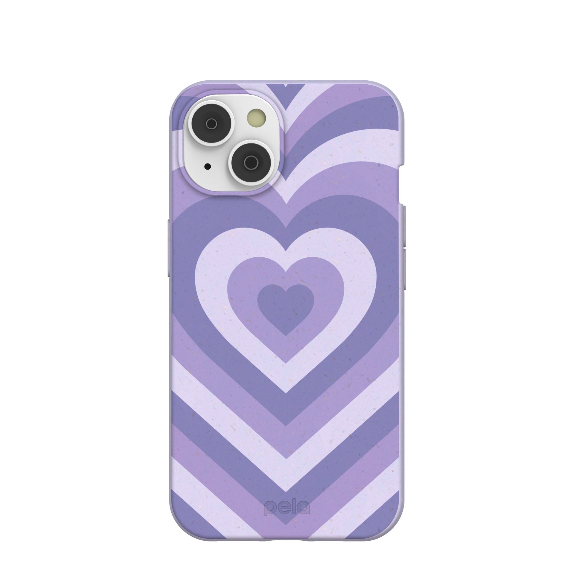 Lavender Power Hearts iPhone 14/16e Case Refurbished - Pela Case refurbished available on Cerqular