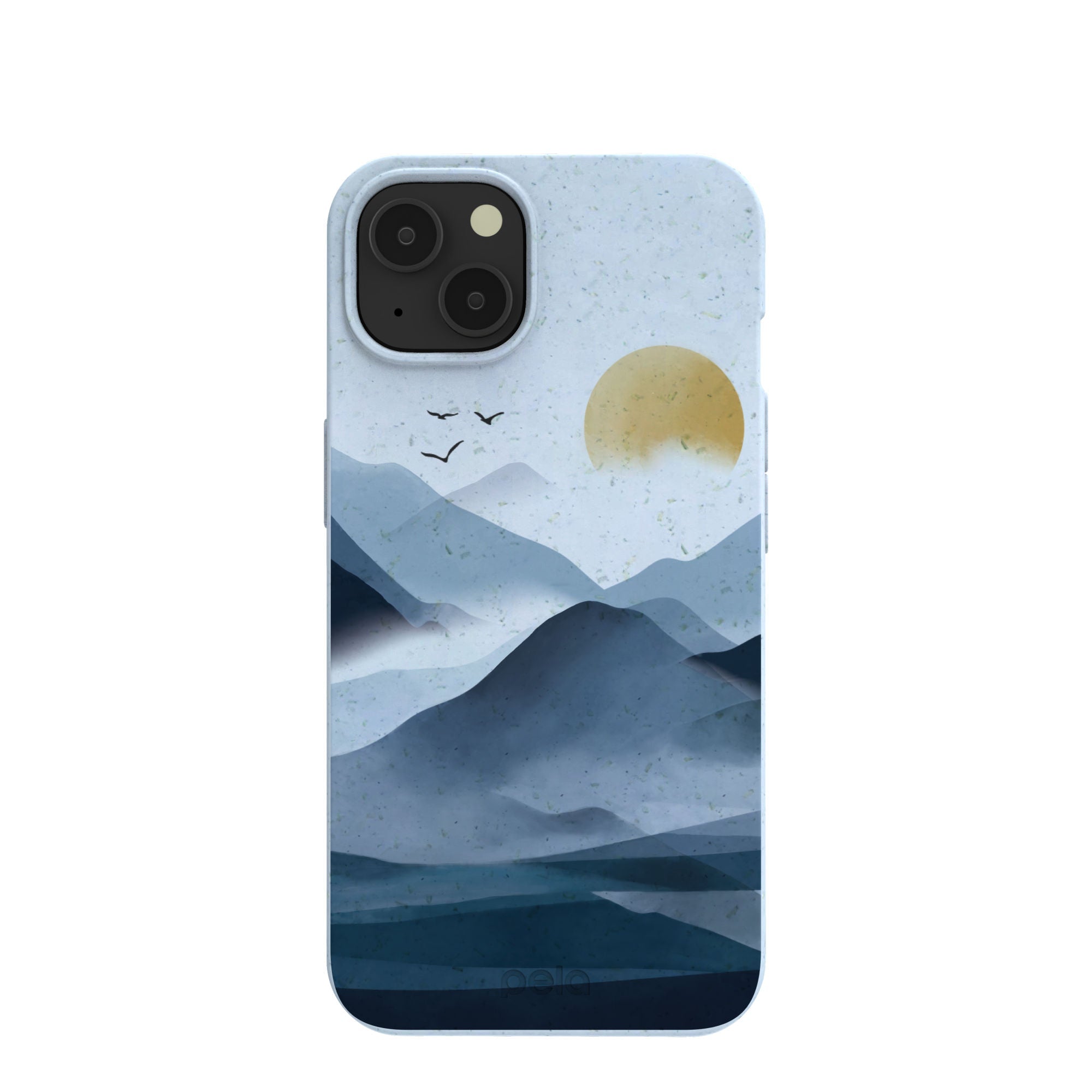 Powder Blue Misty Mountains iPhone 13 Case Refurbished - Pela Case refurbished available on Cerqular