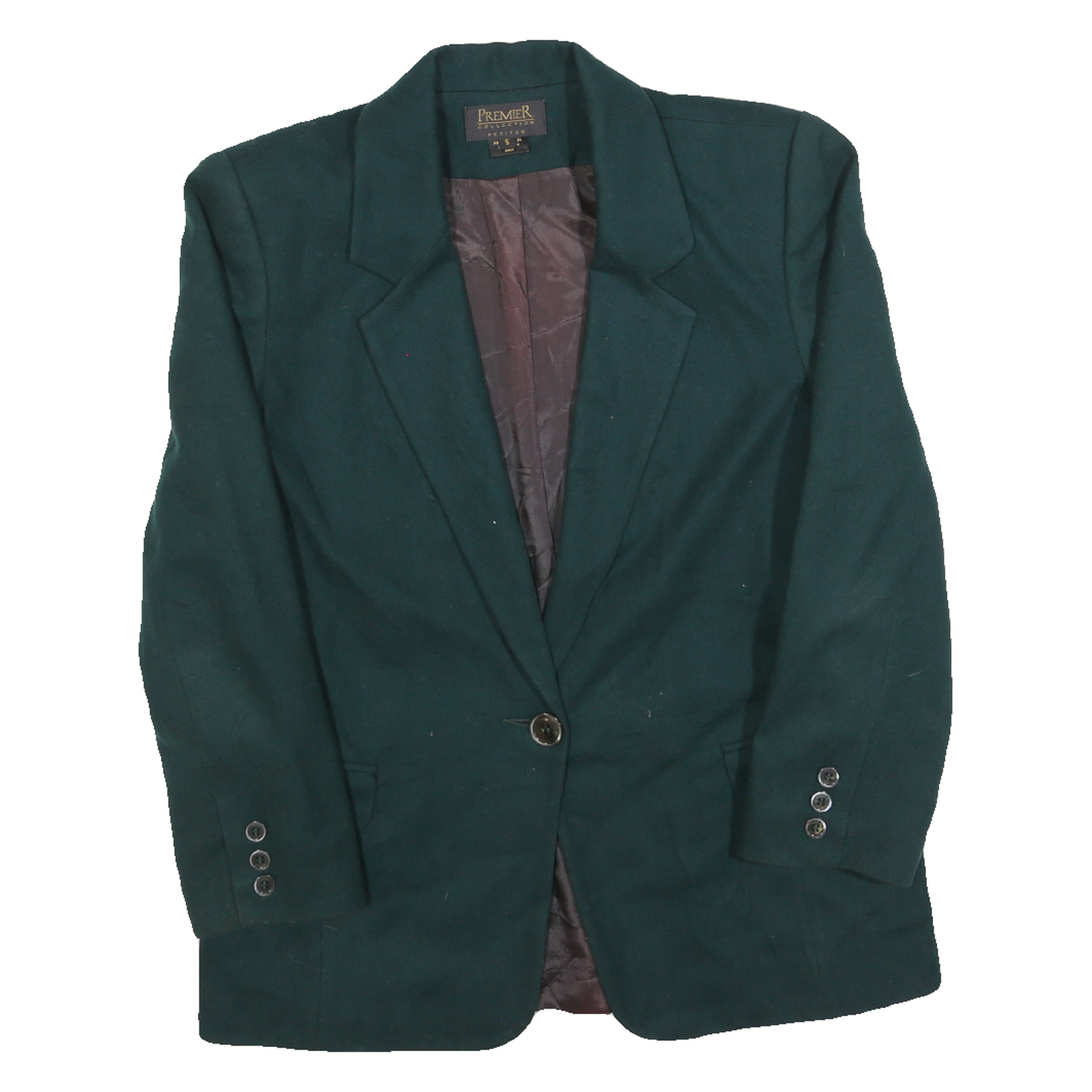 PREMIER Womens Green Wool Button Jacket S Petite Classic Plain Refurbished - N/A refurbished available on Cerqular