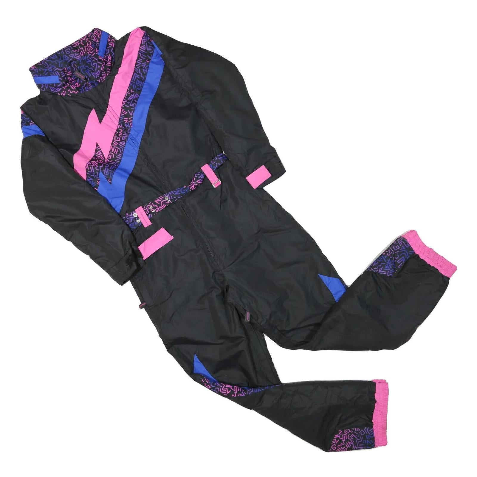 TIPSY SLEEVE Womens Black & Pink Blue Contrast Dungarees XS W36 L28 Retro Refurbished - N/A refurbished available on Cerqular