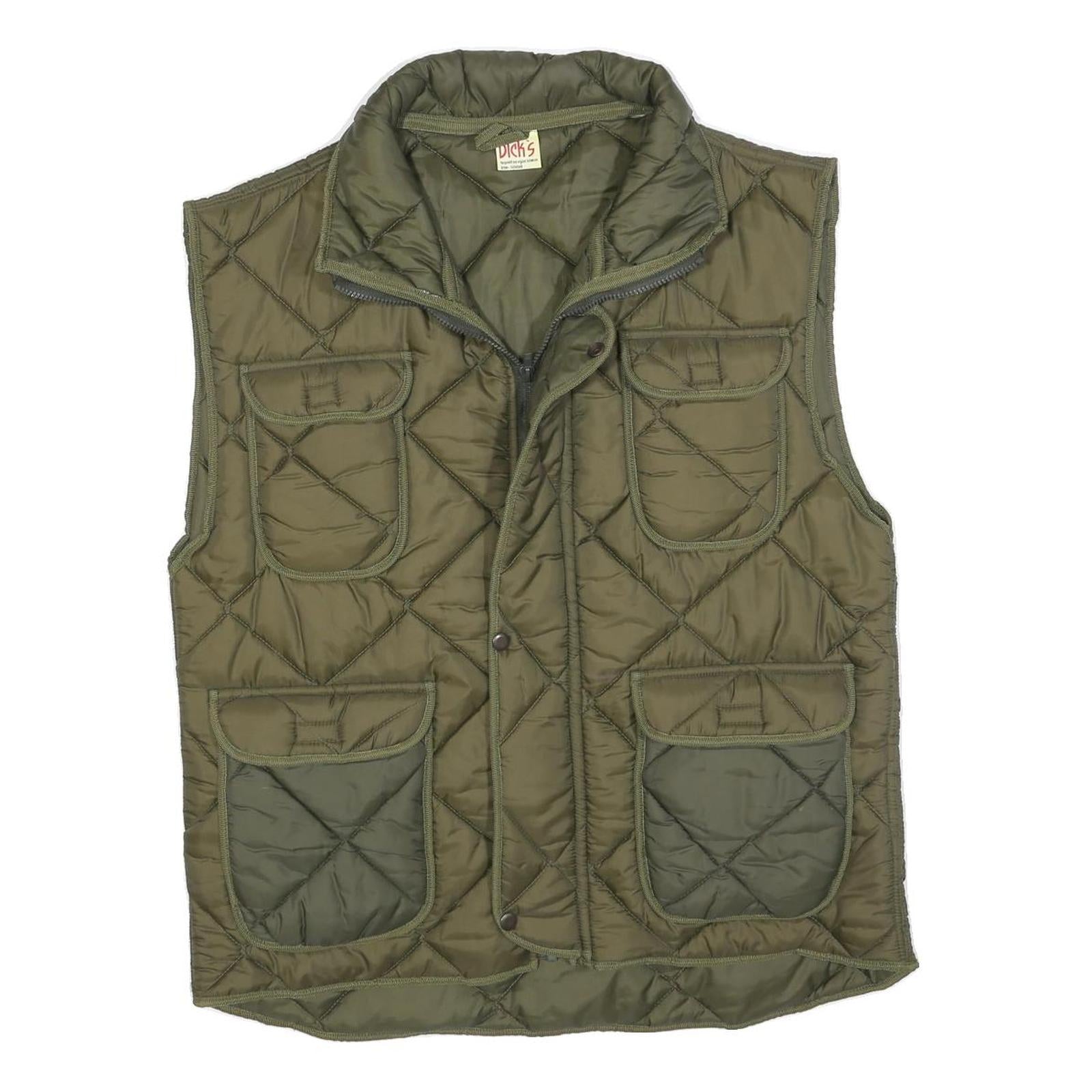DICK'S Mens Green Quilted Sleeveless Zip Jacket XL Polyester Padded Outdoor Refurbished - N/A refurbished available on Cerqular