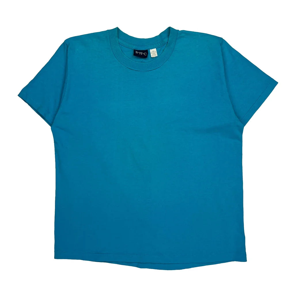 Blank Bhc Single Stitch T-Shirt - Medium Blue Cotton Refurbished - Thrifted (note: this is a term often used to describe second- refurbished available on Cerqular