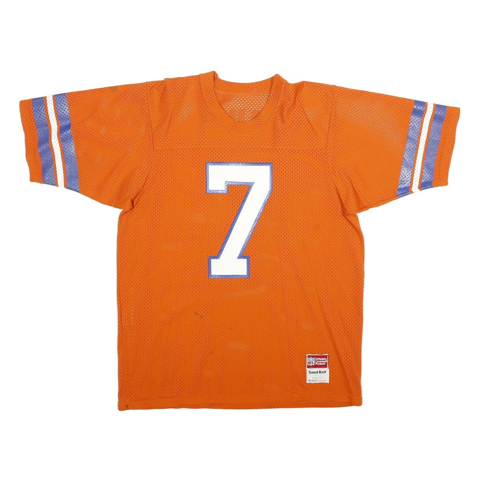 NFL Mens Orange & Blue Football T-Shirt L Short Sleeve Crew Neck Number 7 Hausi Refurbished - N/A refurbished available on Cerqular
