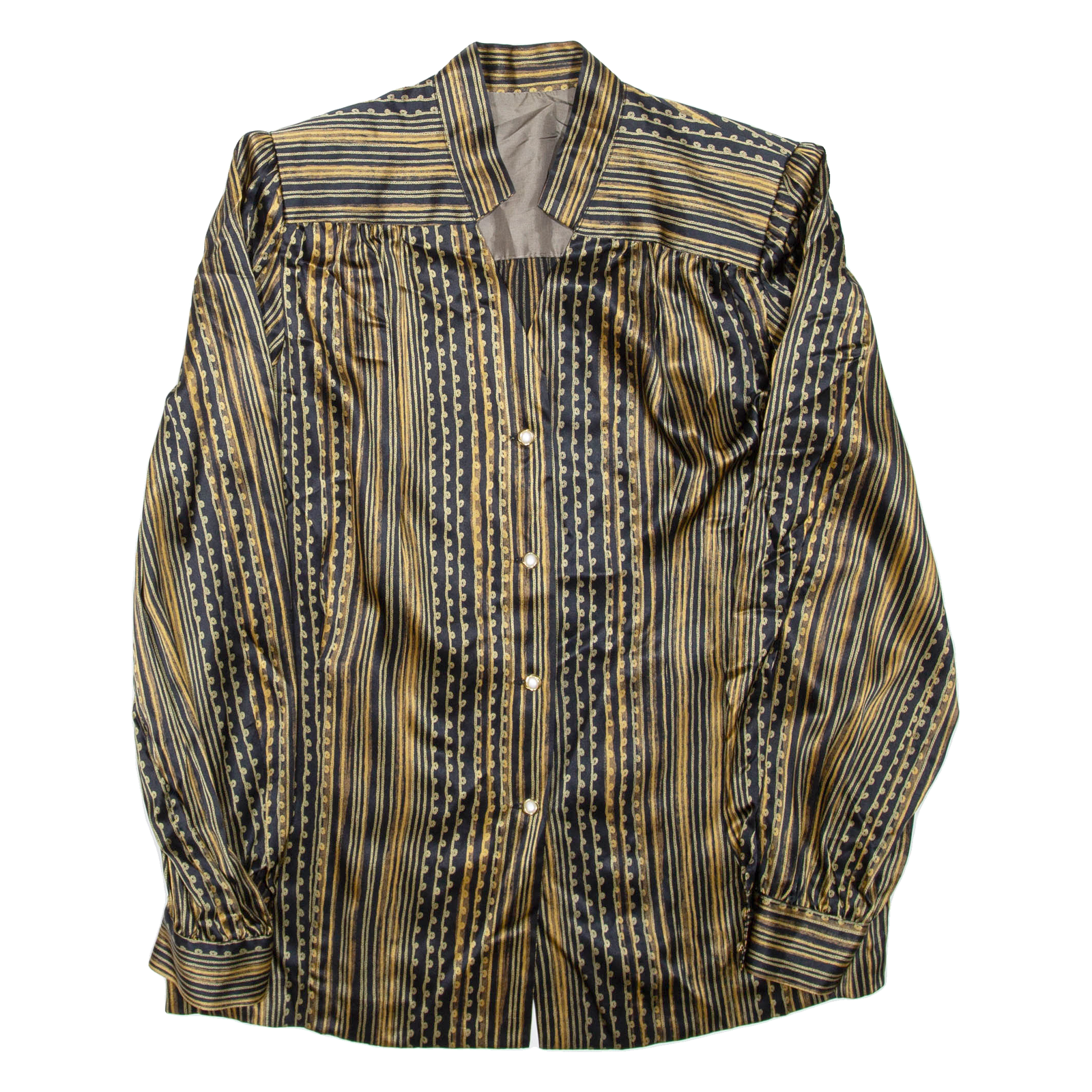 Womens Printed Shirt Brown Collared Long Sleeve Striped XL Refurbished - N/A refurbished available on Cerqular