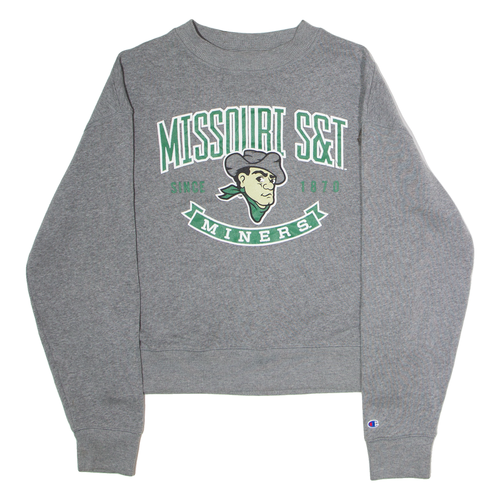CHAMPION Missouri S&T Miners Cropped Womens Sweatshirt Grey Crew Neck USA S Refurbished - N/A refurbished available on Cerqular