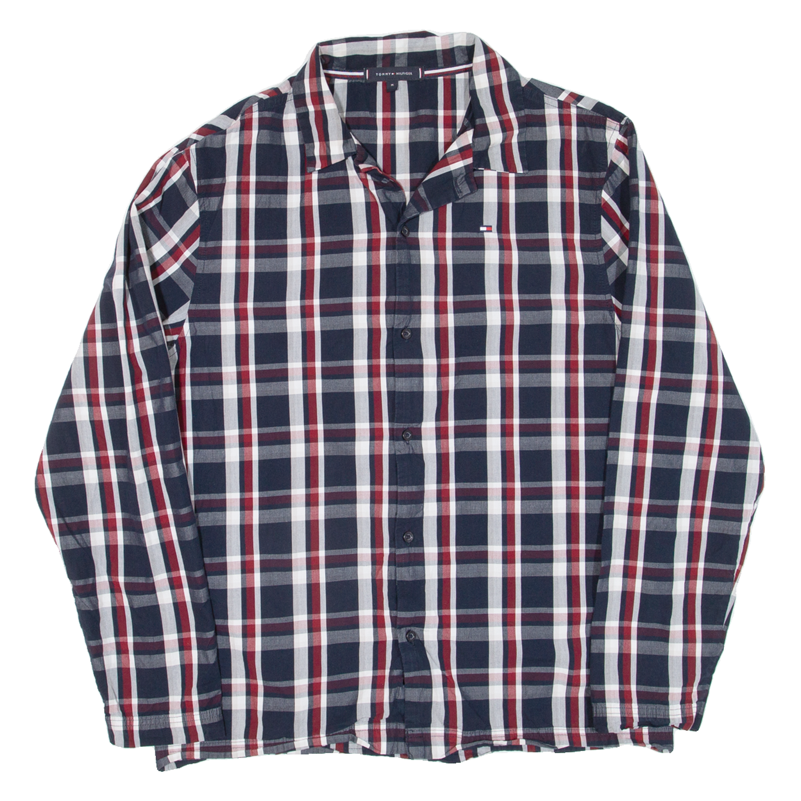 TOMMY HILFIGER Mens Shirt Blue Check Long Sleeve M Refurbished - N/A refurbished available on Cerqular