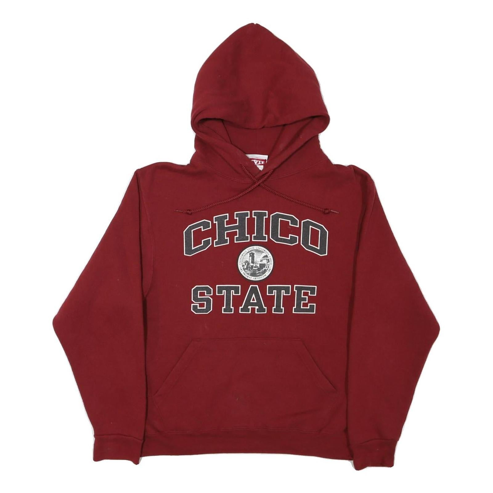 CHICO STATE Mens Maroon Hoodie M College Logo Cotton Blend Pullover Refurbished - N/A refurbished available on Cerqular