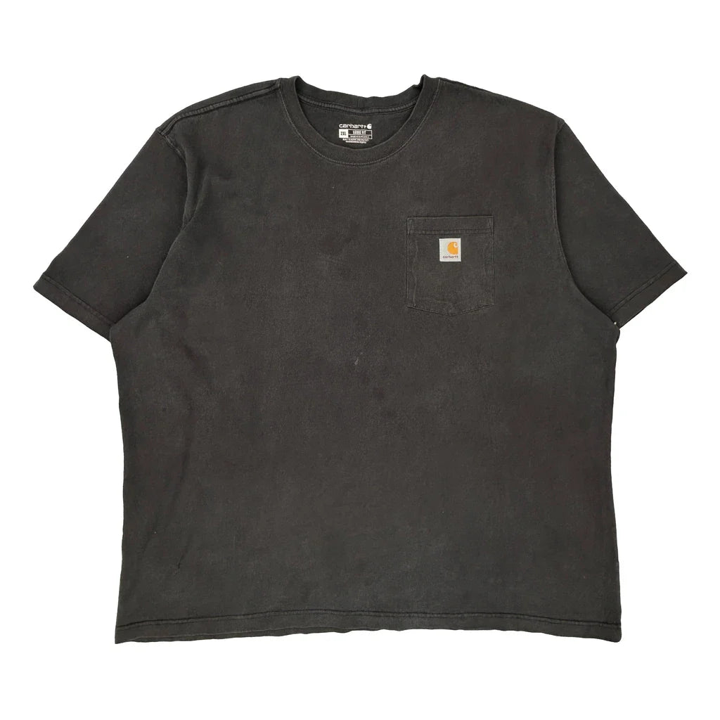 Carhartt T-Shirt - 2XL Black Cotton Refurbished - Thrifted (note: this is a term often used to describe second- refurbished available on Cerqular