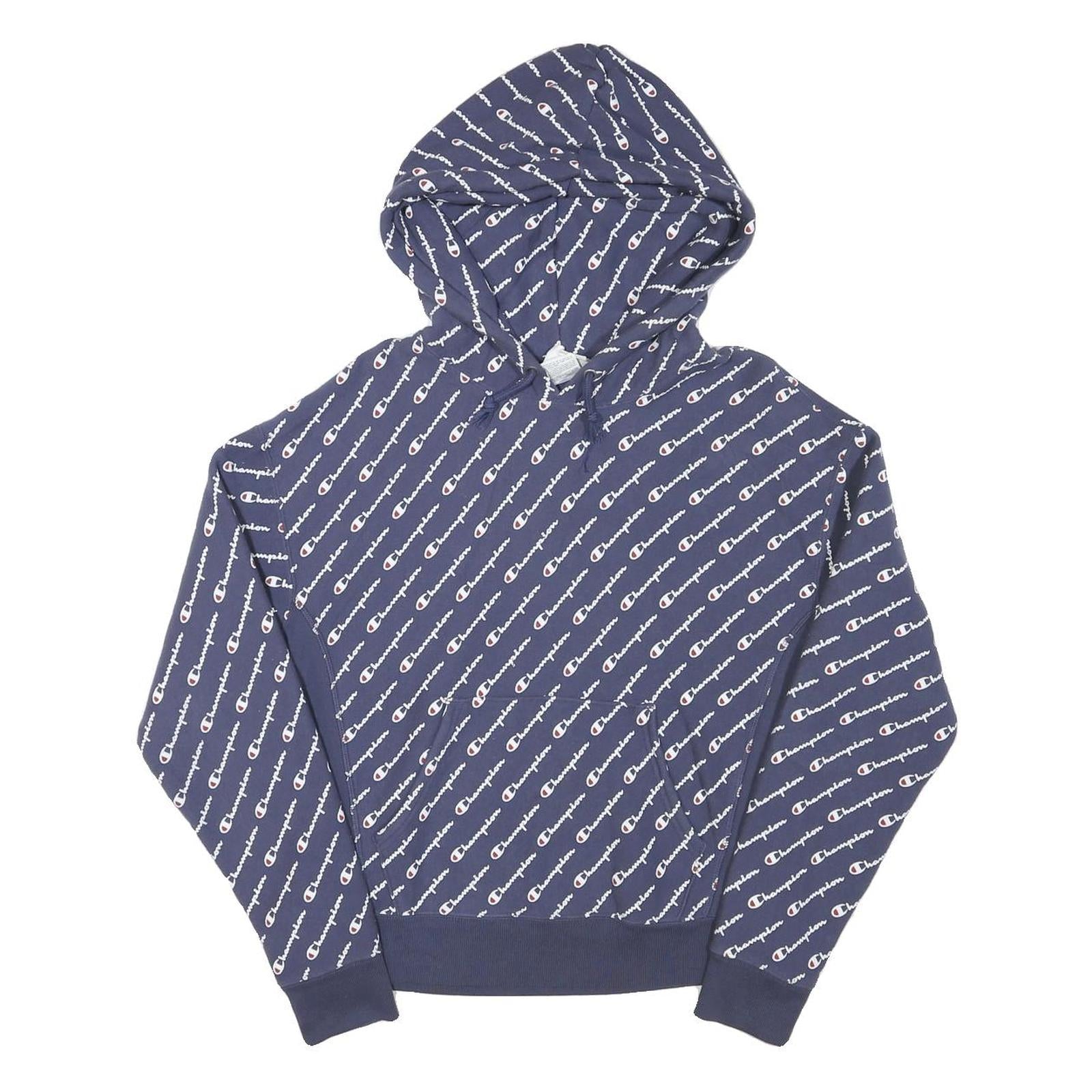Buy CHAMPION Mens Navy Blue All Over Logo Pullover Hoodie M Cotton Blend Refurbished - $29.89 CHAMPION Mens Navy Blue All Over Logo Pullover Hoodie M Cotton Blend Refurbished - N/A refurbished available on Cerqular