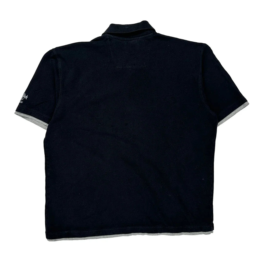 71 Embroidery Hard Rock Cafe Polo Shirt - XL Black Cotton Refurbished - Thrifted (note: this is a term often used to describe second- refurbished available on Cerqular