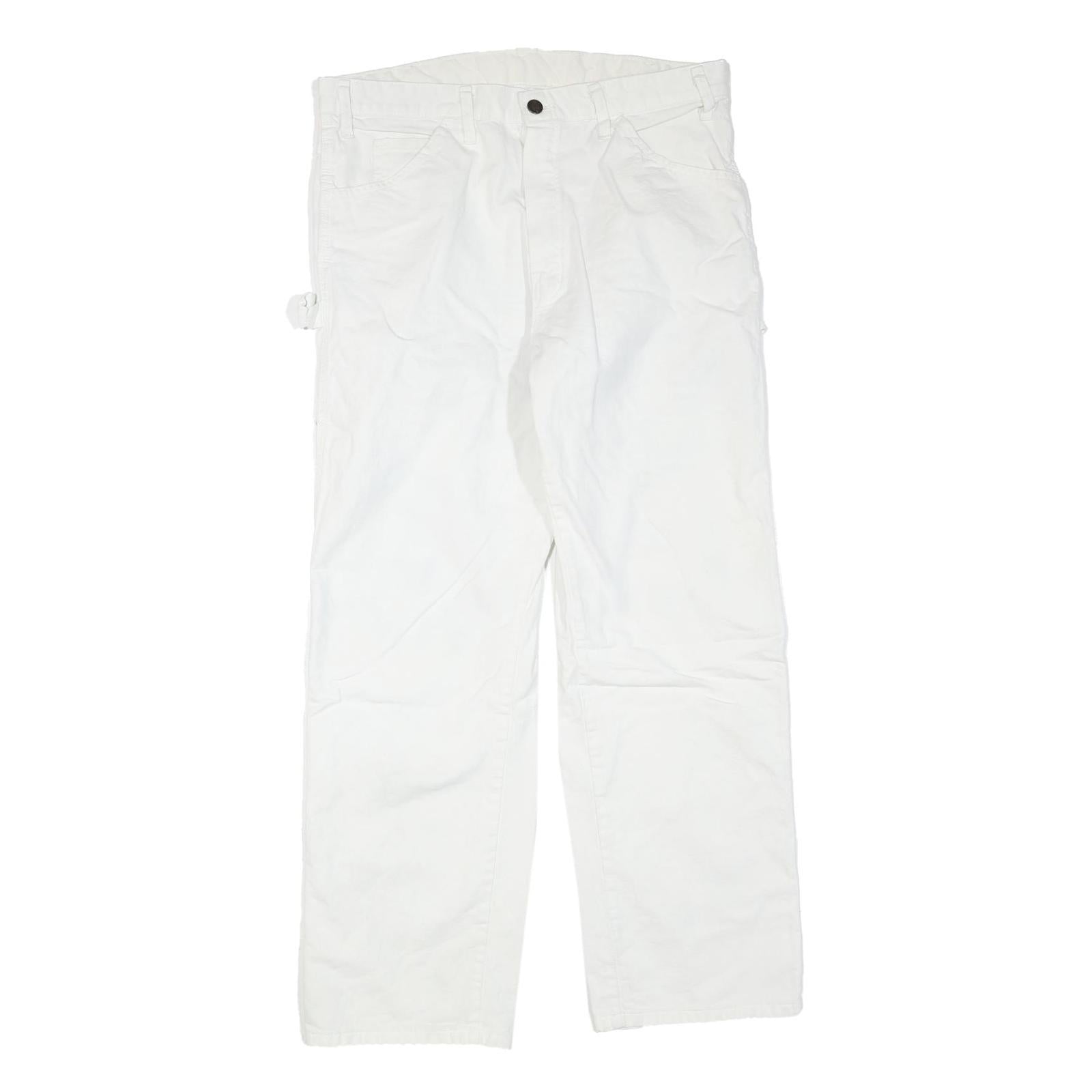 DICKIES Mens Cotton Blend White Regular Straight Trousers W34 L30 Workwear Zip Refurbished - N/A refurbished available on Cerqular