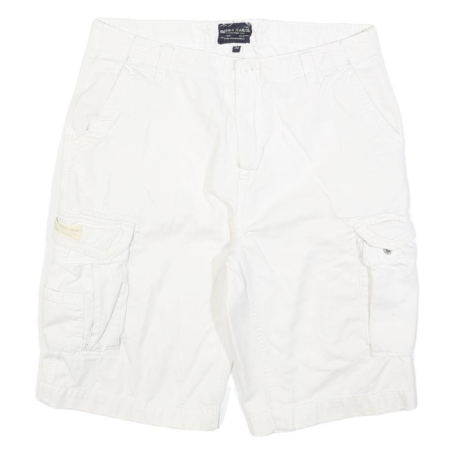 NAUTICA Mens Shorts White Casual Cargo Cotton Blend L W34 Pocketed Refurbished - N/A refurbished available on Cerqular