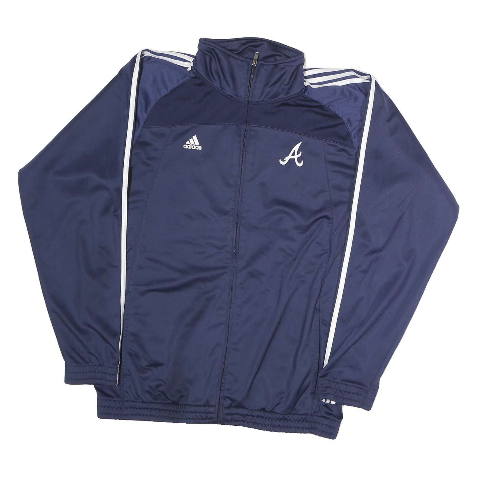 ADIDAS Mens Navy & White Braves Zip Track Jacket XL Polyester Sportwear Refurbished - N/A refurbished available on Cerqular