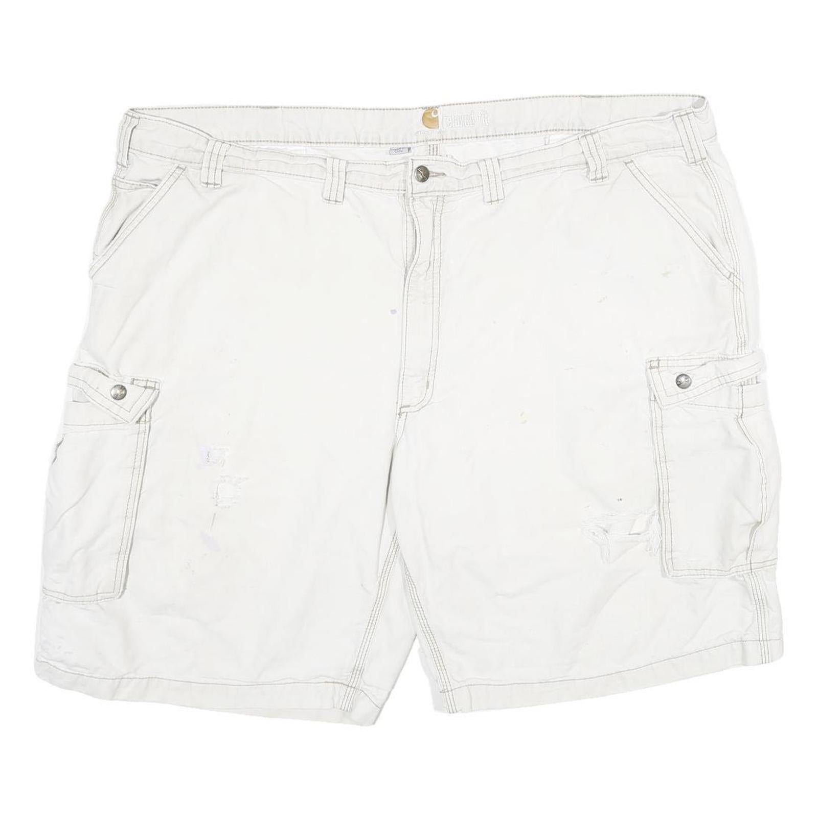 CARHARTT Mens White Cargo Cotton Shorts 4XL W48 Large Pocket Utility Workwear Refurbished - N/A refurbished available on Cerqular