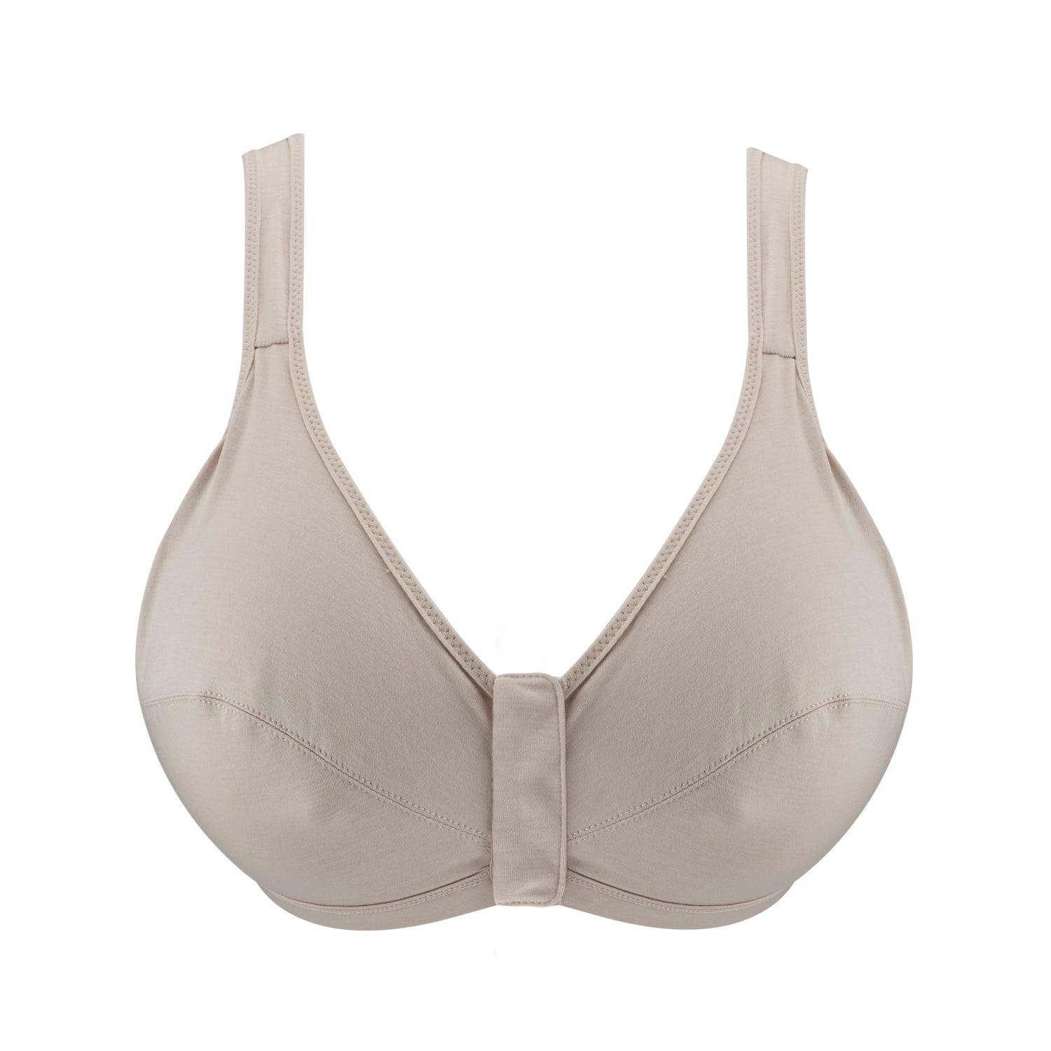 Ivory - Full Cup Front Closure Silk & Organic Cotton Wireless Bra | Size: 34C | Color: Ivory Refurbished - Julie May Lingerie refurbished available on Cerqular