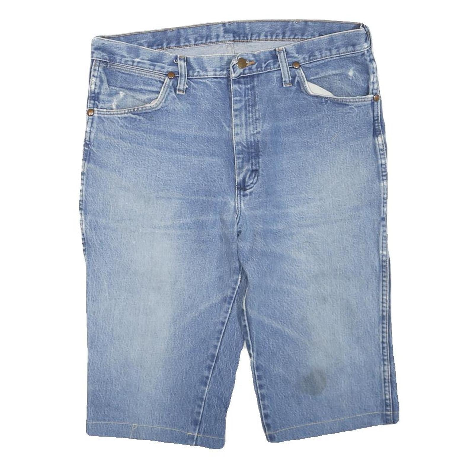 WRANGLER Womens Shorts Blue Denim Casual M W34 Cotton Blend Relaxed Fit Refurbished - N/A refurbished available on Cerqular