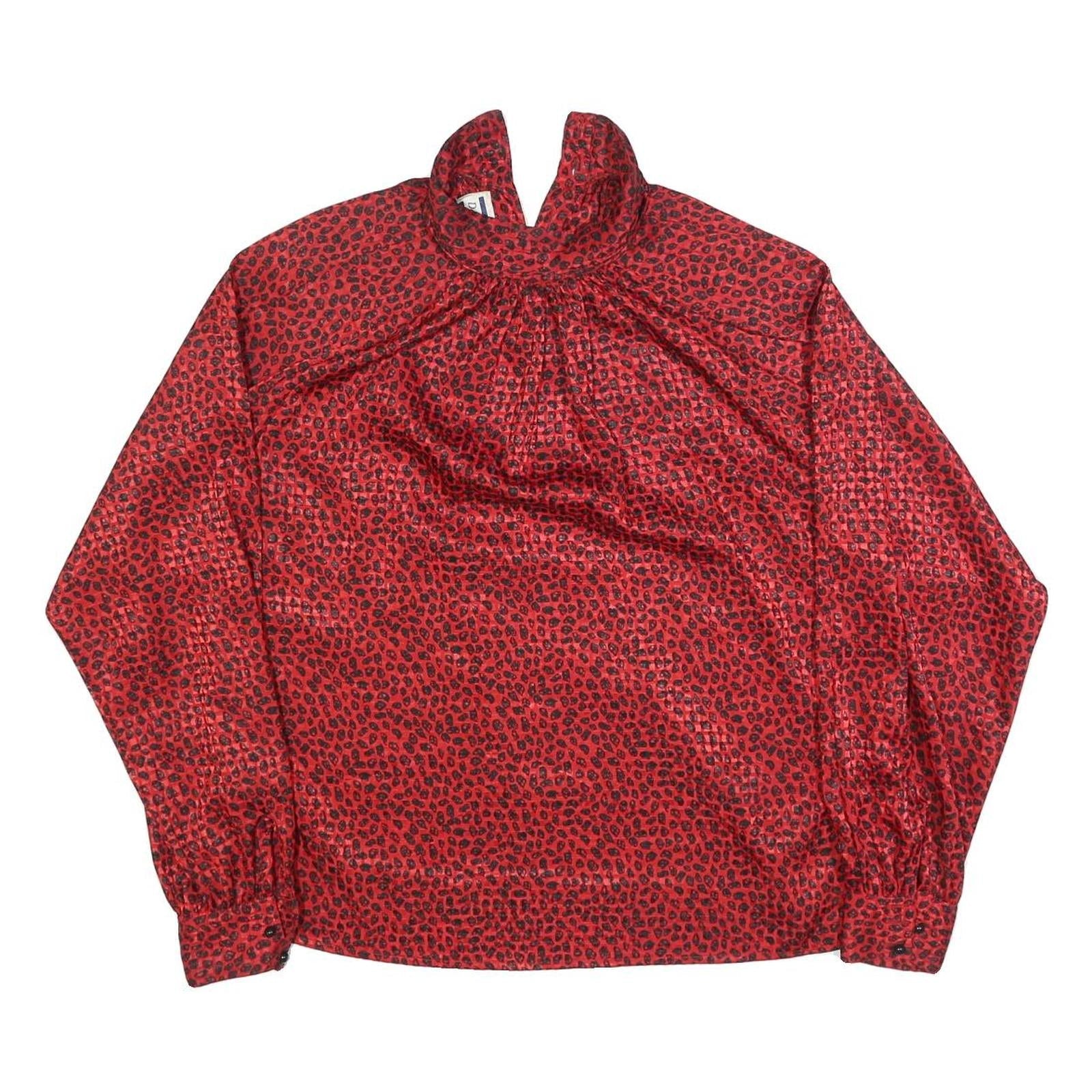 DANA ALEXANDER Womens Red & Black Printed Blouse Long Sleeve Button Neck M Refurbished - N/A refurbished available on Cerqular