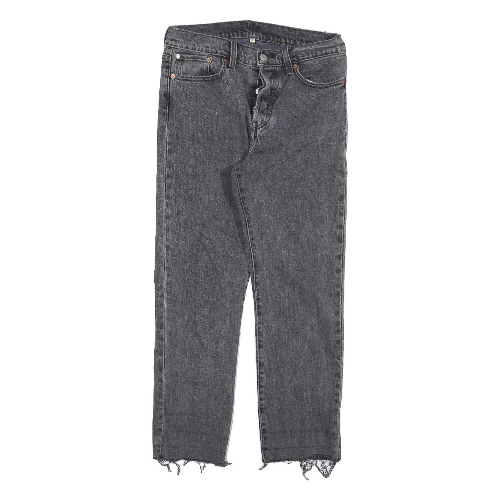 LEVI'S 501 Womens Jeans Grey Regular Straight Denim Raw W28 L26 Frayed Hem Refurbished - N/A refurbished available on Cerqular