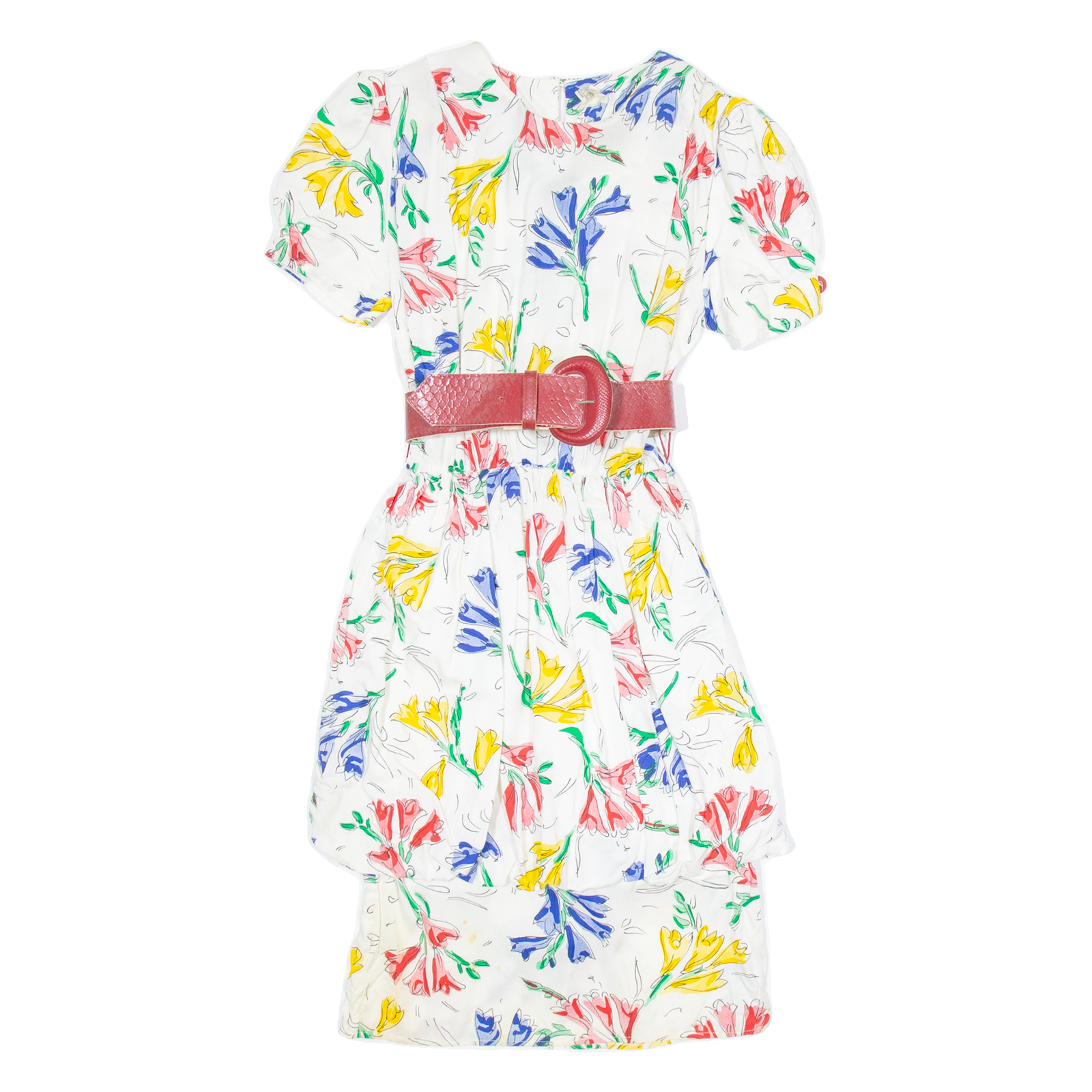 Womens Day Dress White Floral Short Sleeve Knee Length S Refurbished - N/A refurbished available on Cerqular