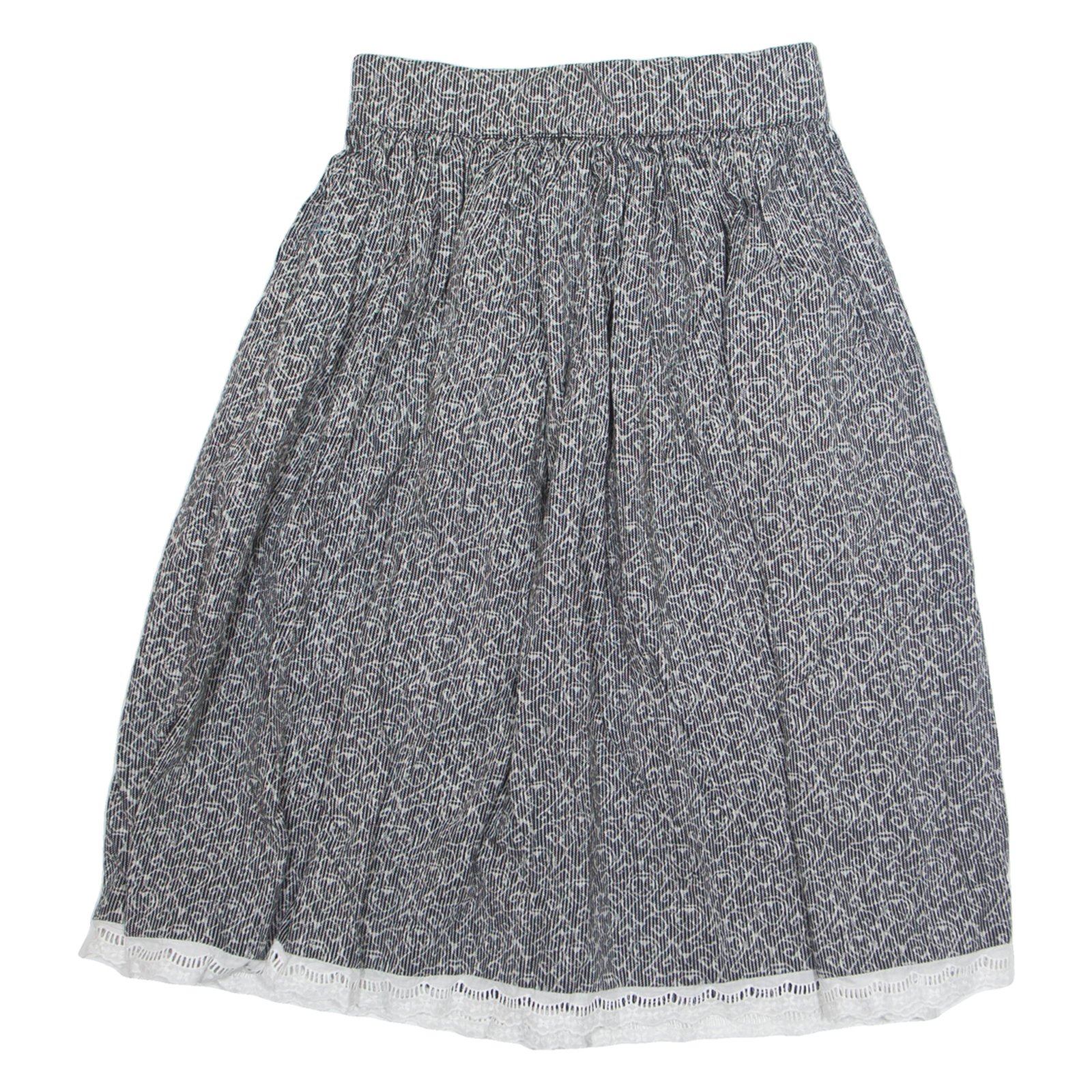 Womens A-Line Skirt Black Knee Length Crazy Pattern S Refurbished - N/A refurbished available on Cerqular