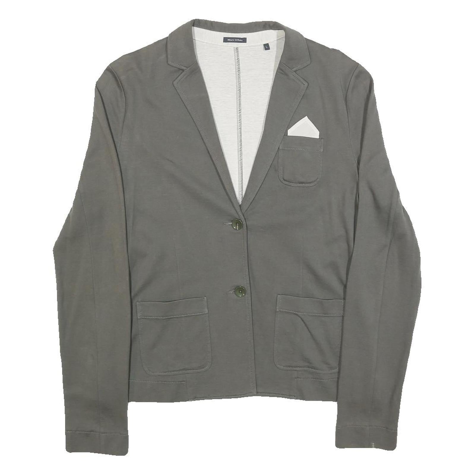 MARC O'POLO Womens Grey Button Jacket L Cotton Blend Casual Stylish Refurbished - N/A refurbished available on Cerqular