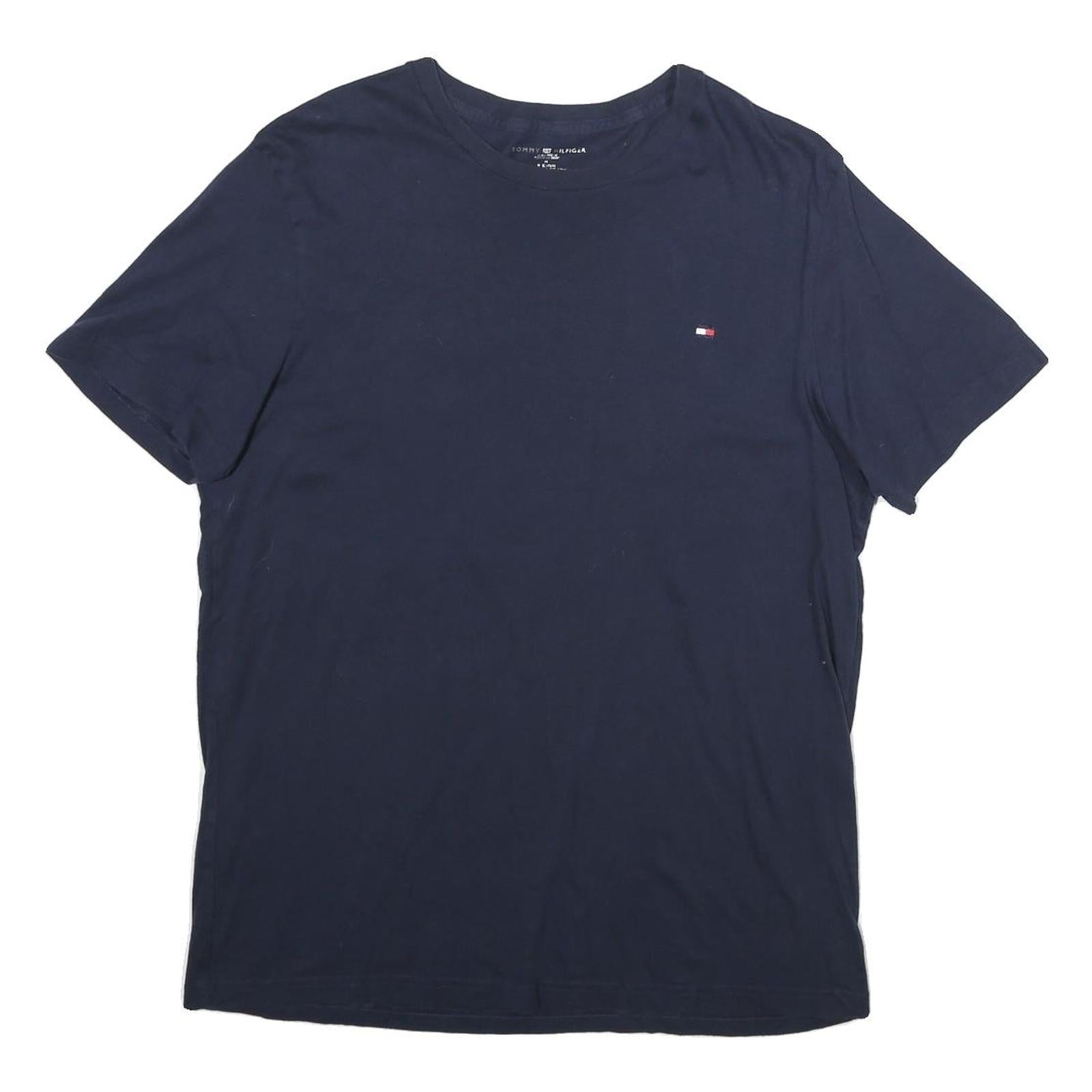 TOMMY HILFIGER Mens Navy Blue Cotton T-Shirt M Short Sleeve Crew Neck Logo Refurbished - N/A refurbished available on Cerqular