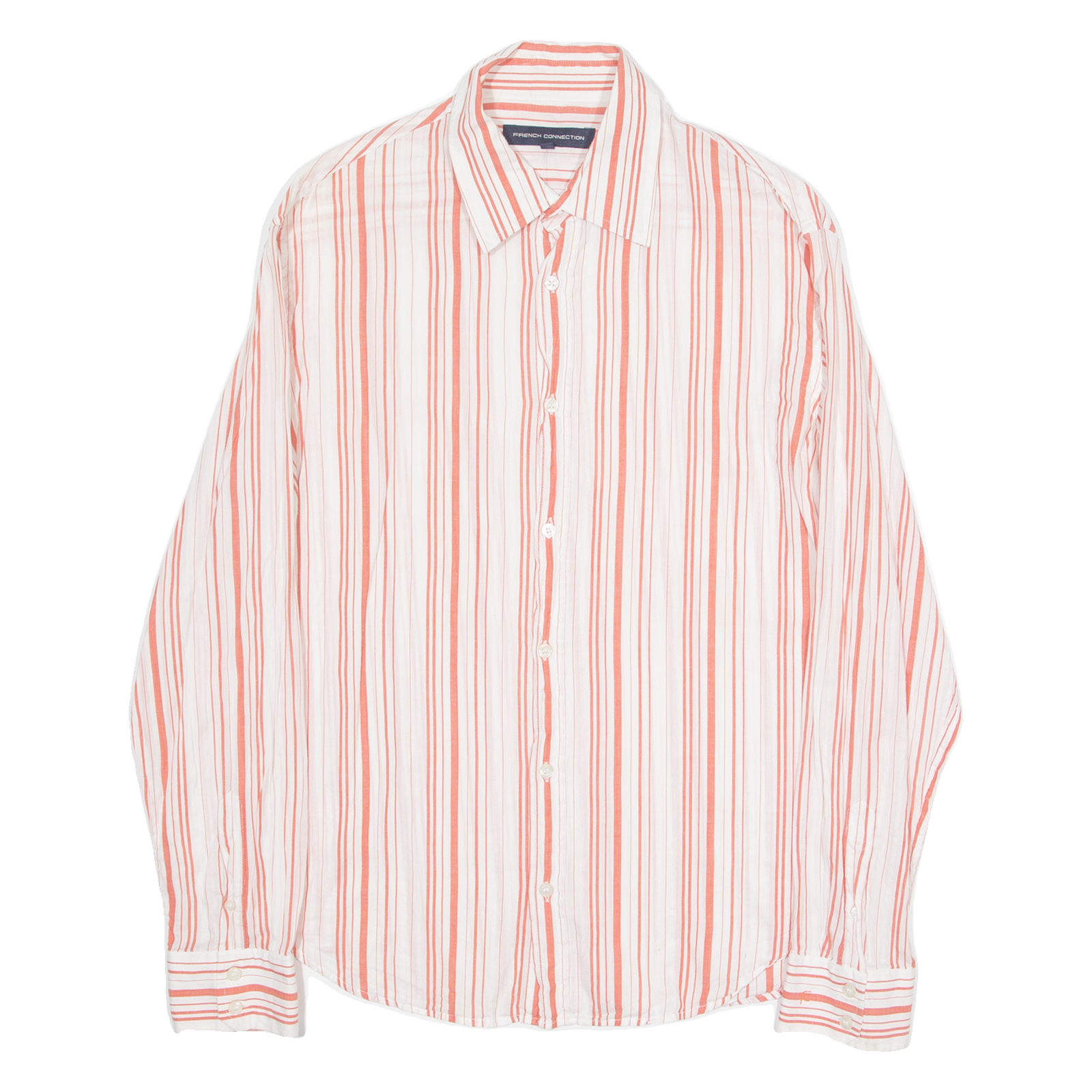 FRENCH CONNECTION Womens Printed Shirt White Long Sleeve Striped L Refurbished - N/A refurbished available on Cerqular